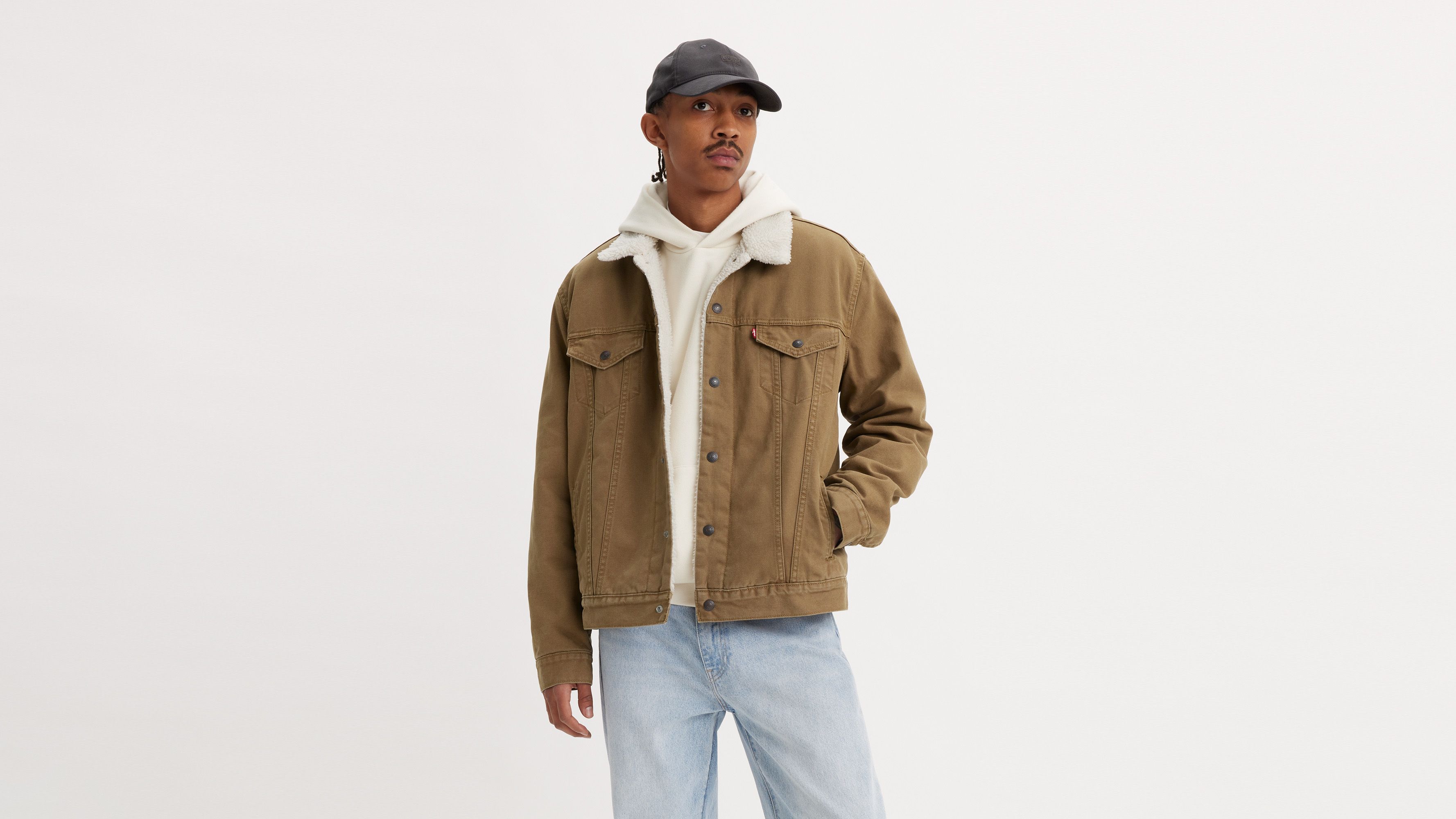 Canvas Sherpa Trucker Jacket - White | Levi's® CA