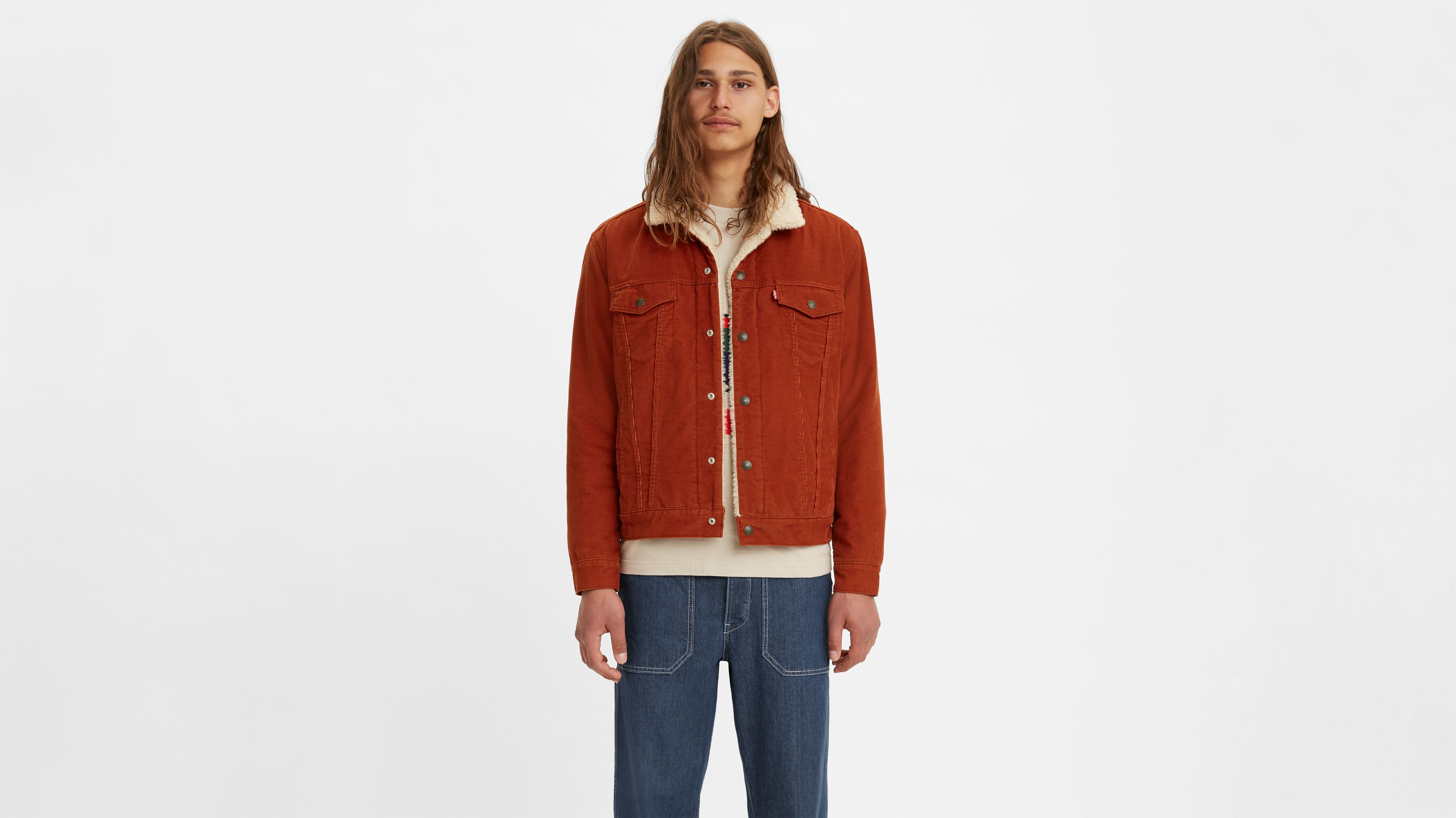 Corduroy Sherpa Trucker Jacket - Red | Levi's® CA