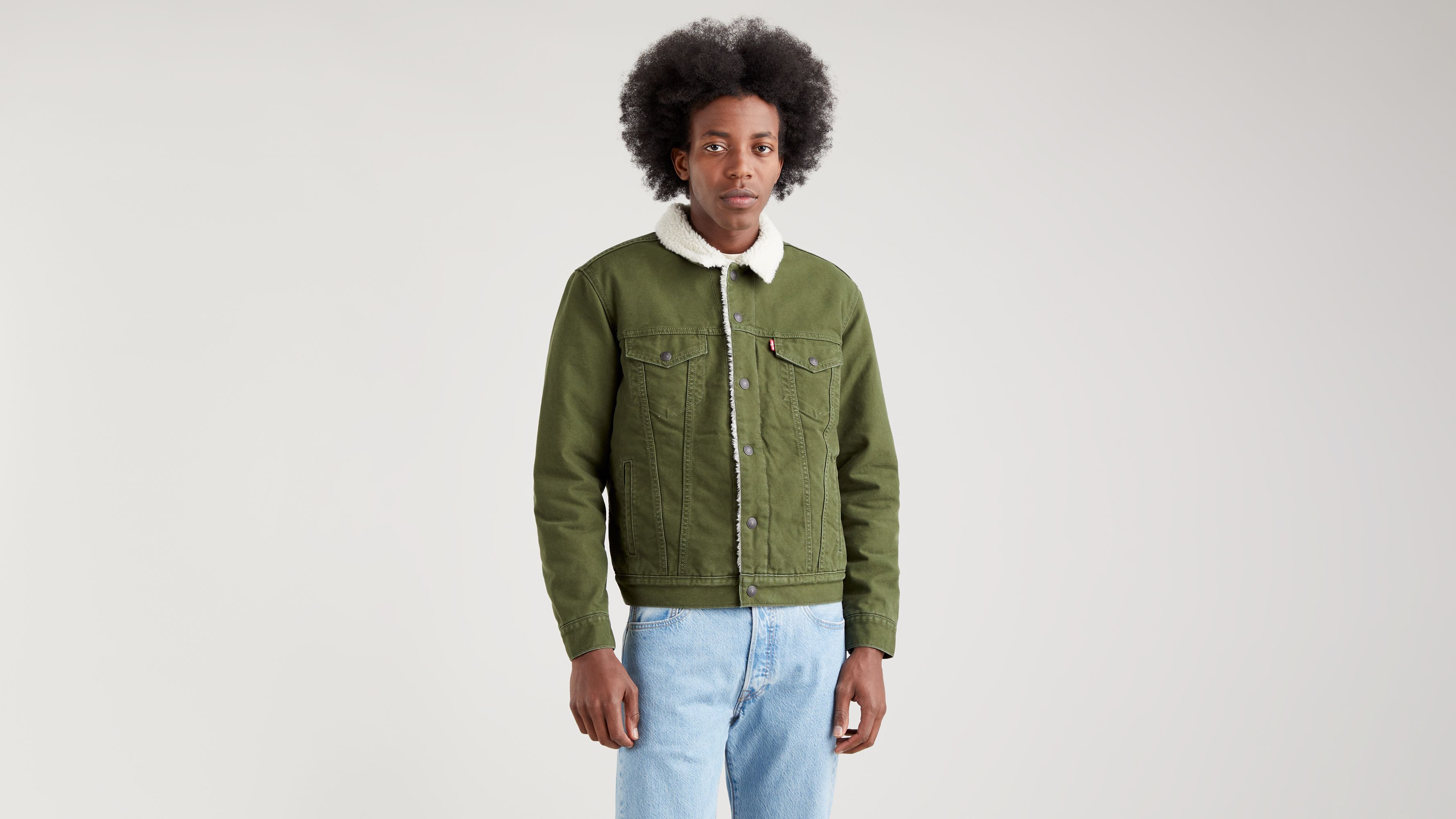 Top 41+ imagen levi’s green sherpa jacket mens