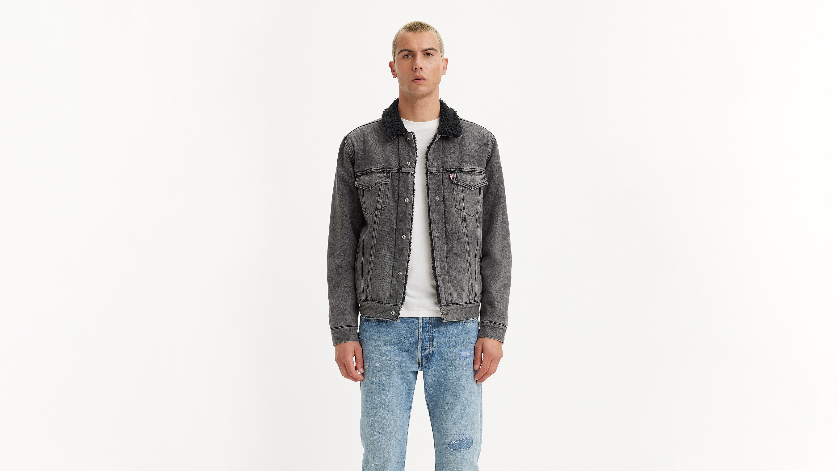 Levi's sherpa trucker hot sale jacket grey