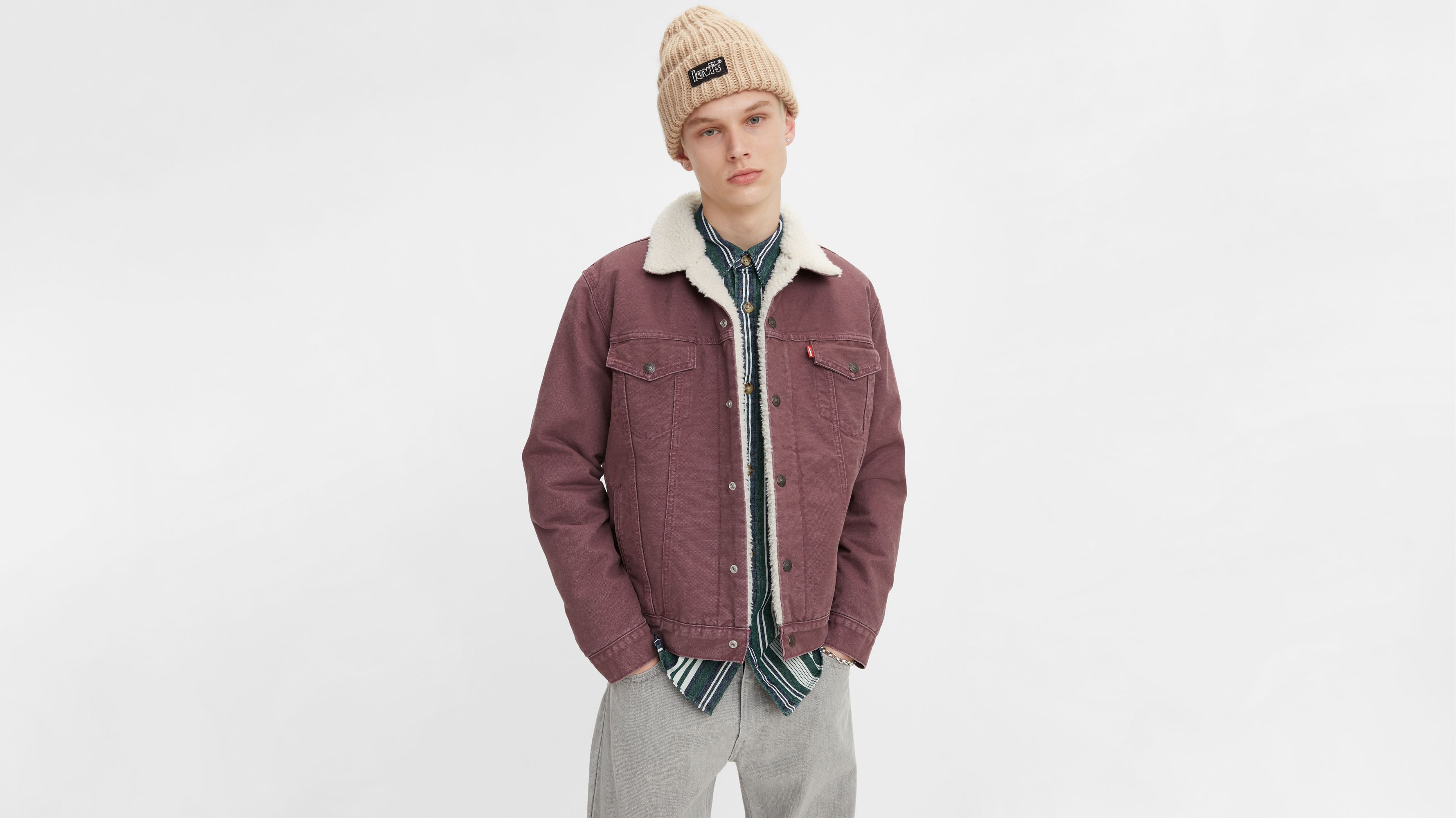 Levis sherpa jacket clearance red