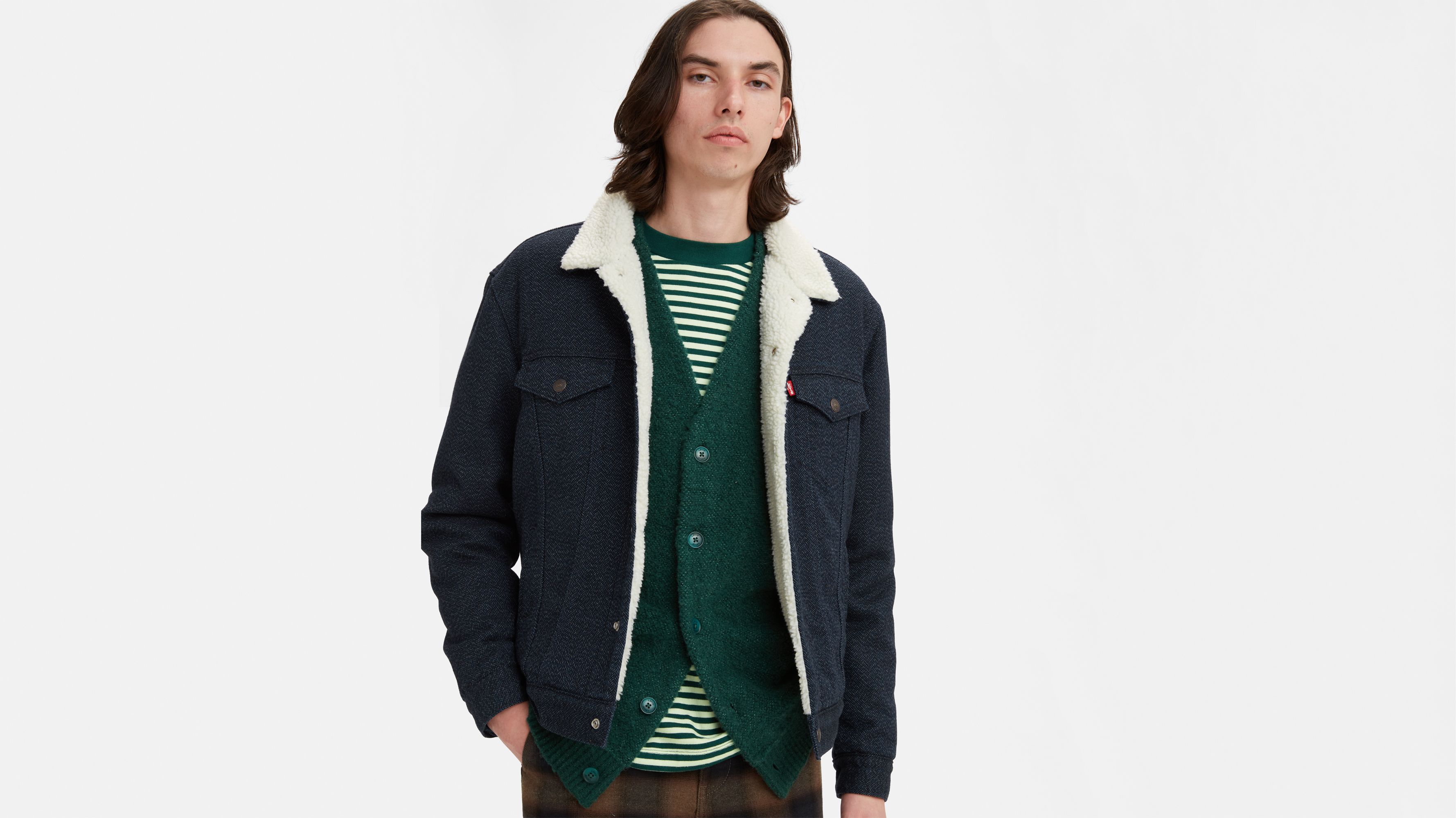 Type Iii Herringbone Sherpa Trucker Jacket Dark Wash Levi's® US