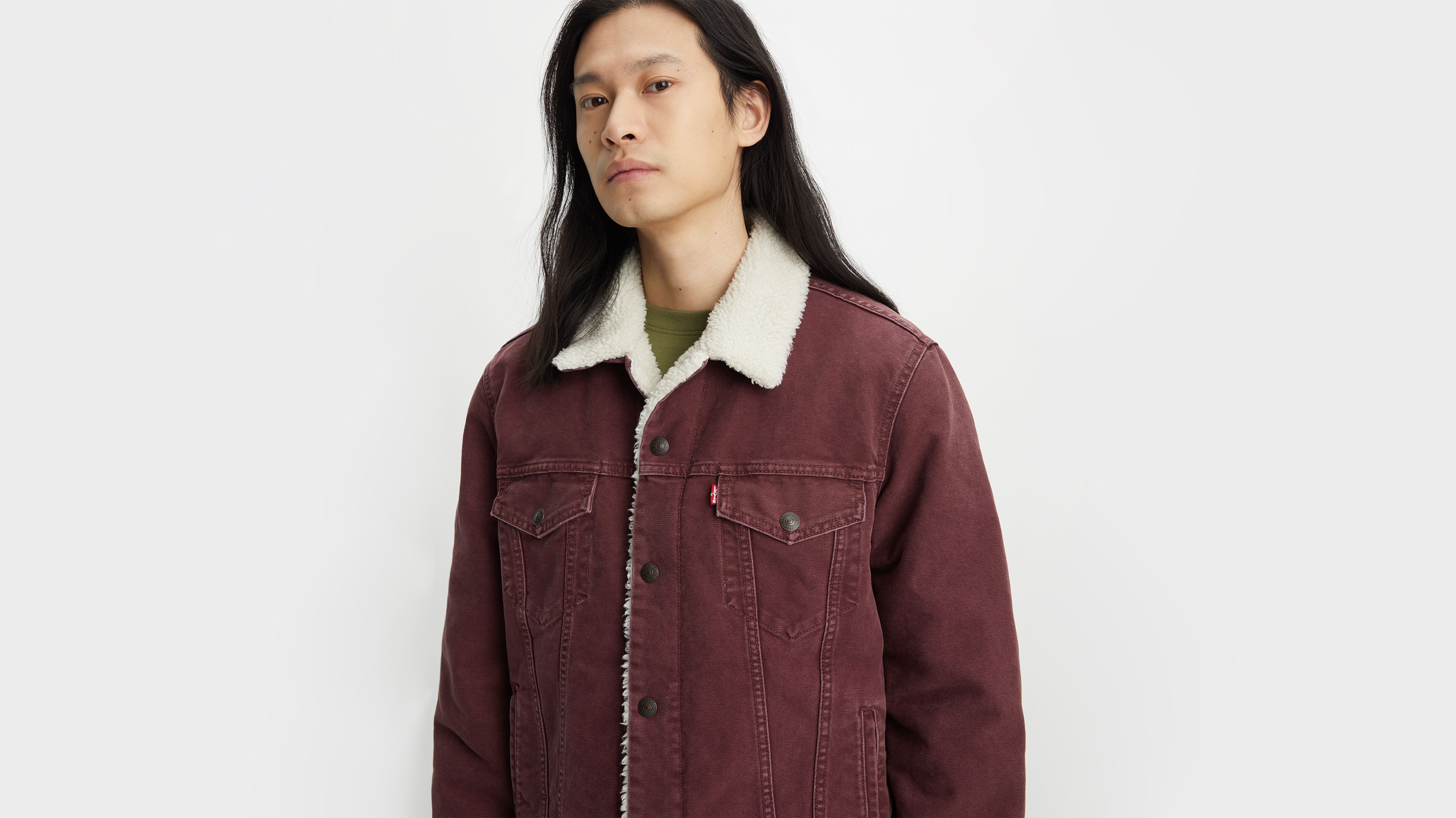 Canvas Sherpa Trucker Jacket - Brown