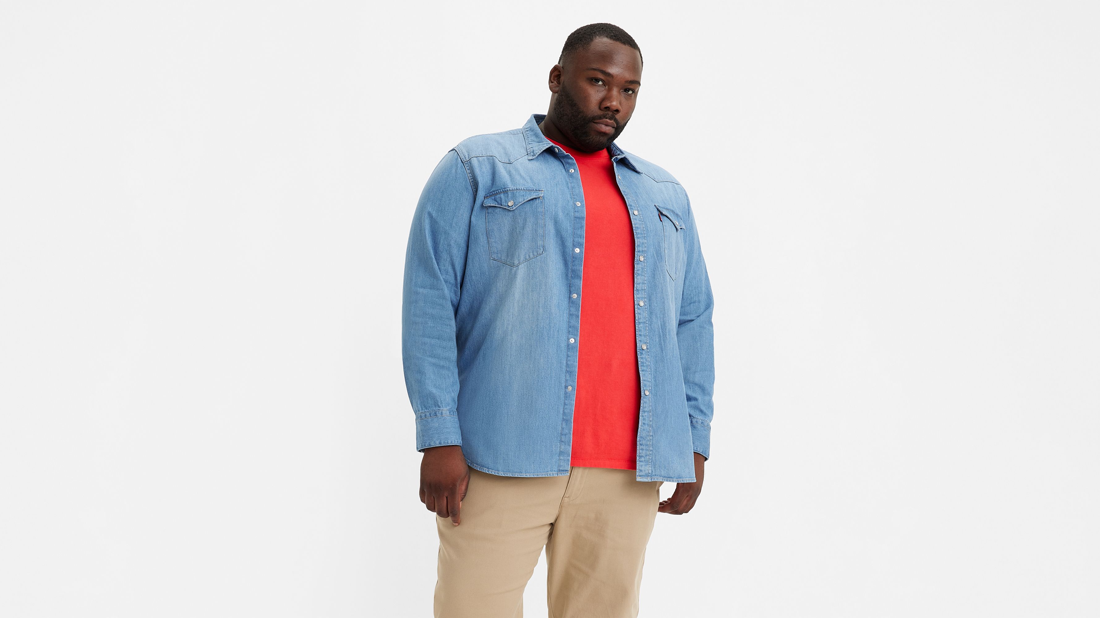 Big and tall denim sales shirt