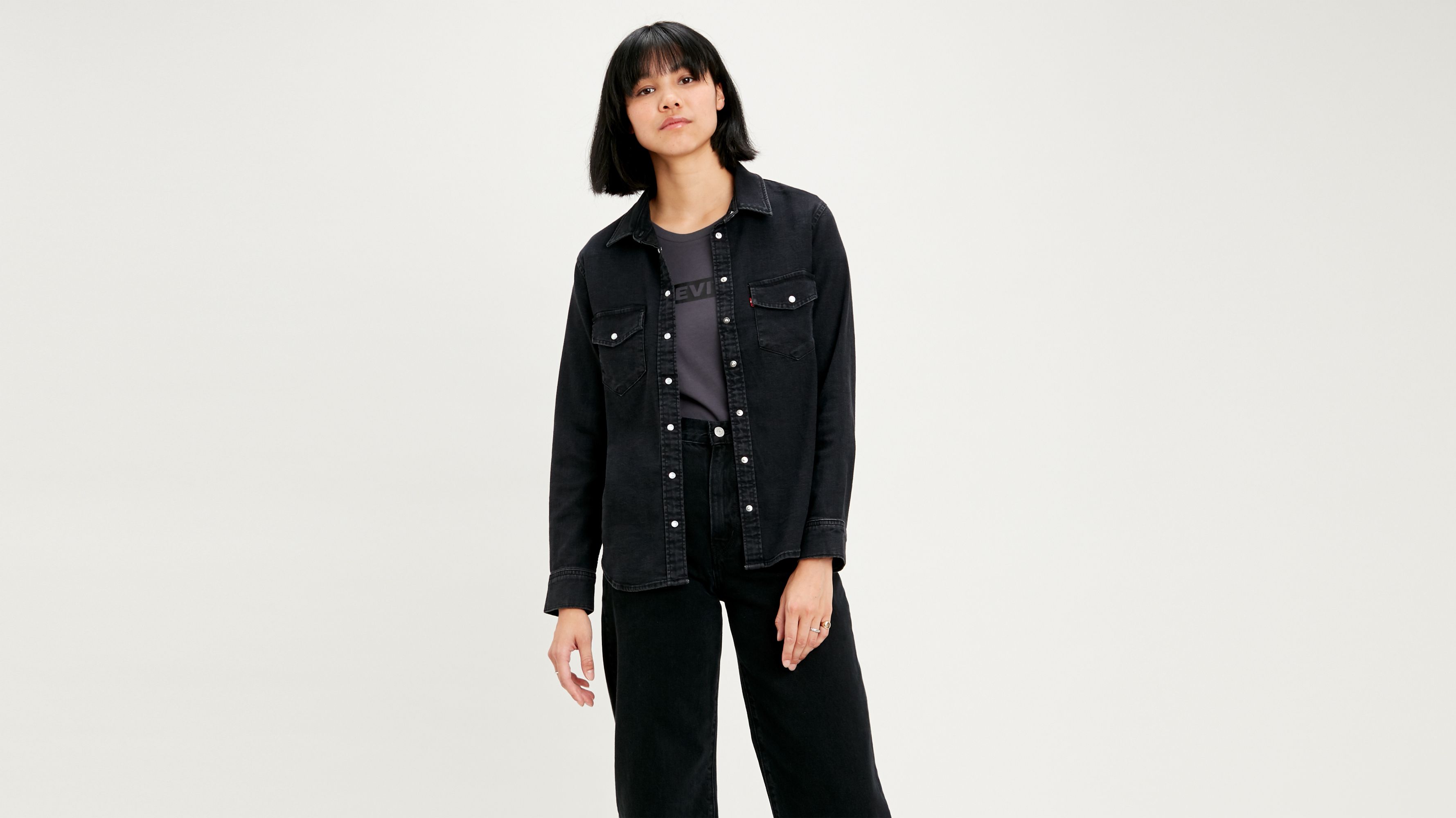 levis black western shirt