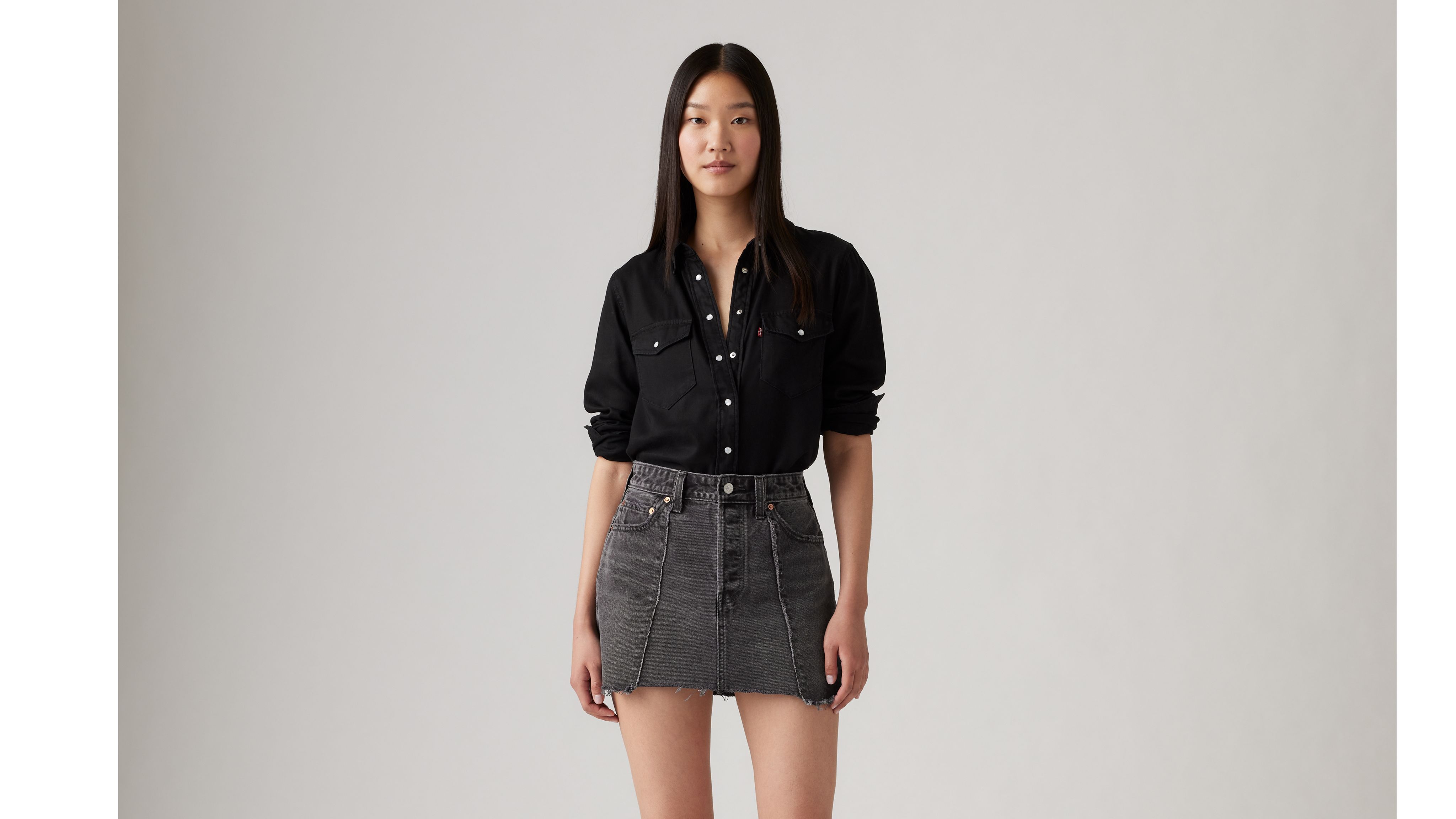 Western Meets Edgy: Oversized Denim Shirt with Black Jeans & Suede