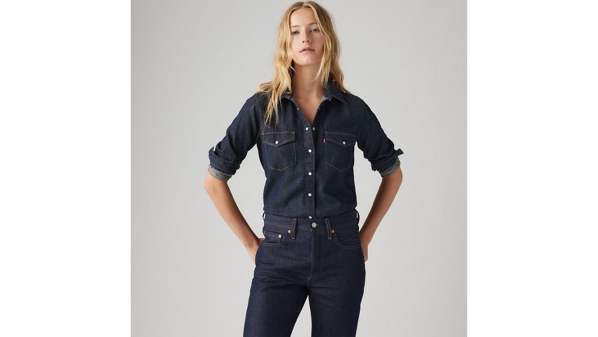 Iconic Western Linen+ Denim Shirt — Today's News - Dark Wash