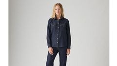 Iconic Western Linen+ Denim Shirt — Today's News - Dark Wash 2