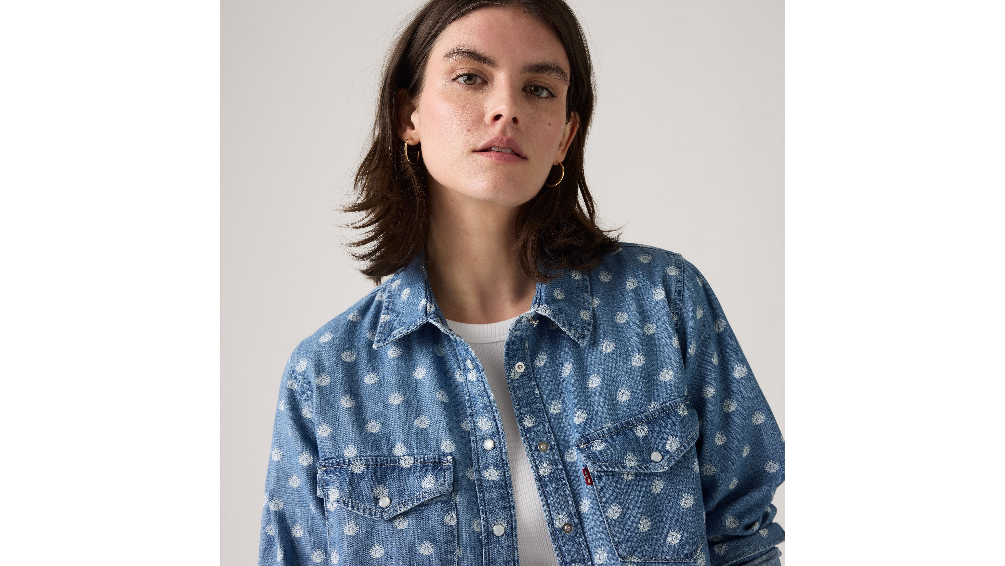 Levi's Iconic Western Denim Shirt In Catt Block Print