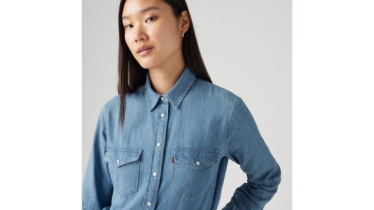 Iconic Western Linen+ Denim Shirt — Play Break - Medium Wash