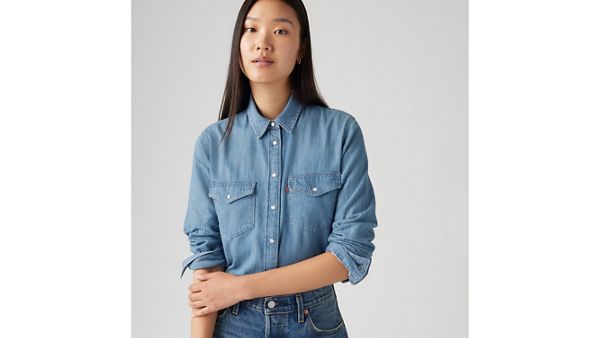 Iconic Western Linen+ Denim Shirt — Play Break - Medium Wash