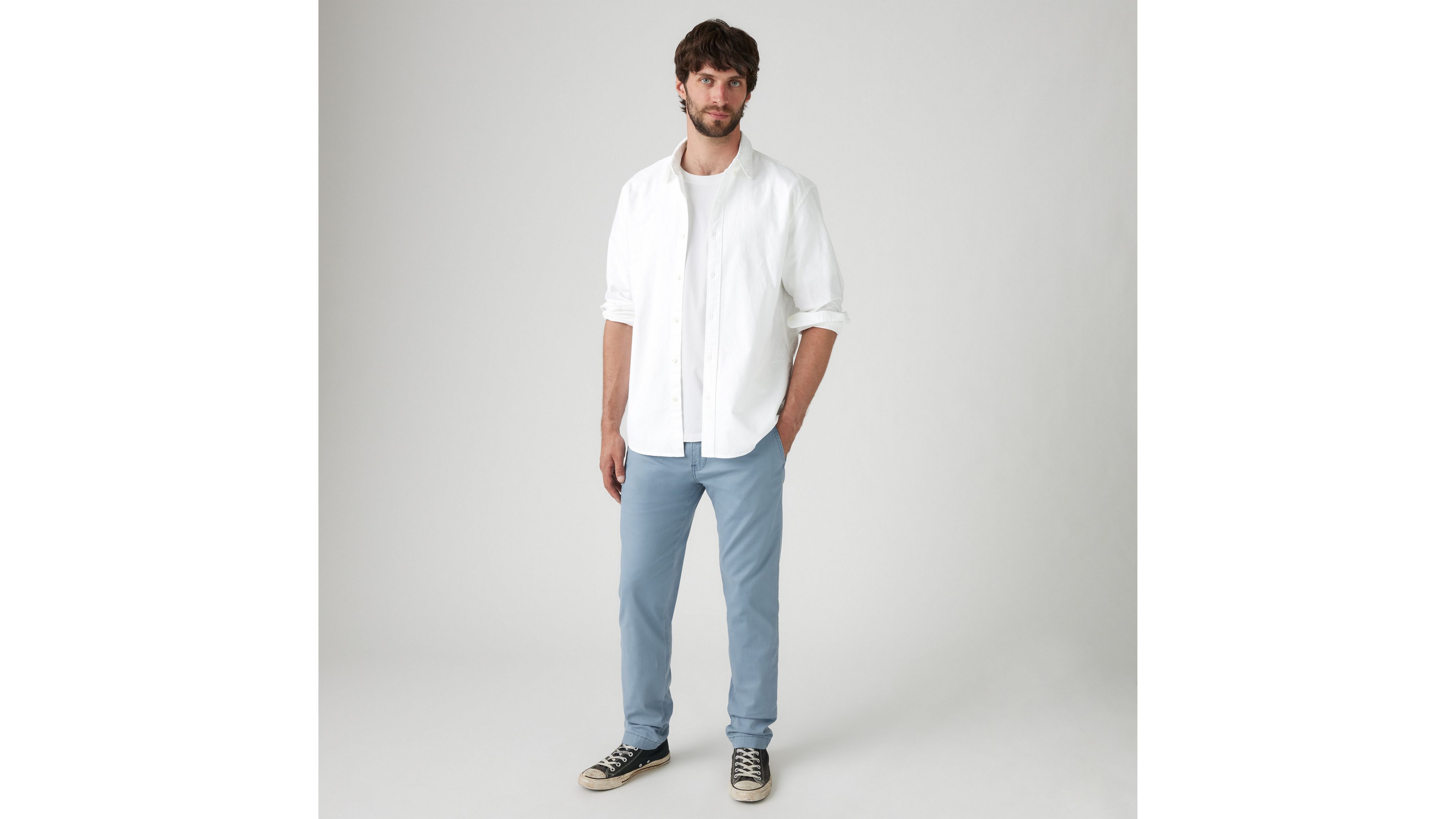 Levi's Xx Chino Standard Taper Cotton Linen Pants In Steam Blue