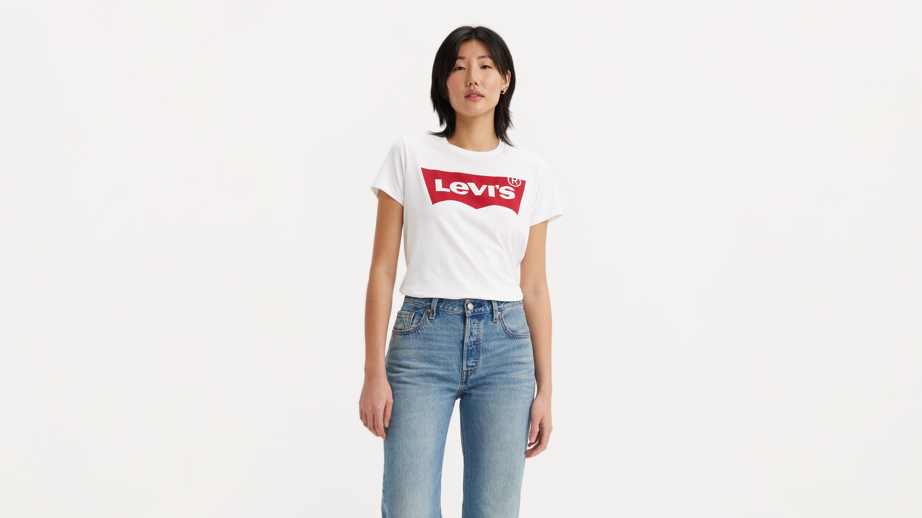 Levi's white t shirt with red logo women's online