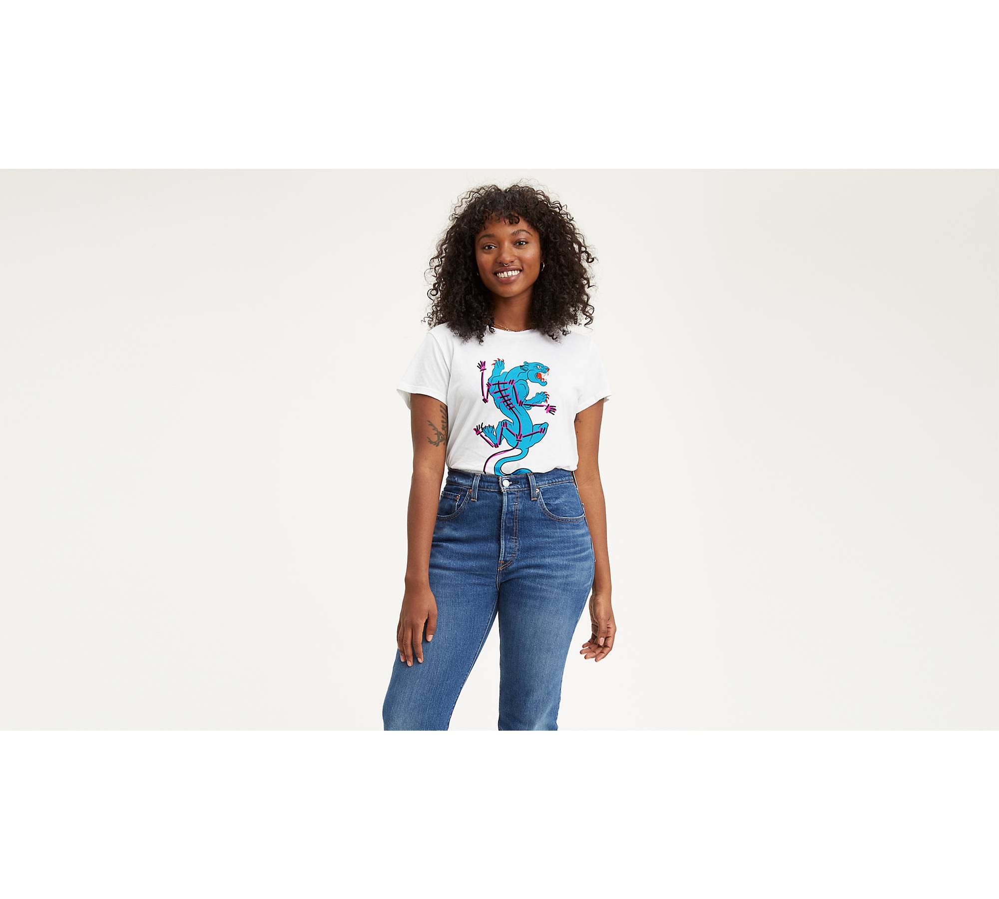 Levi's® X Gianni Lee Graphic Blue Panther Tee Shirt - White | Levi's® US