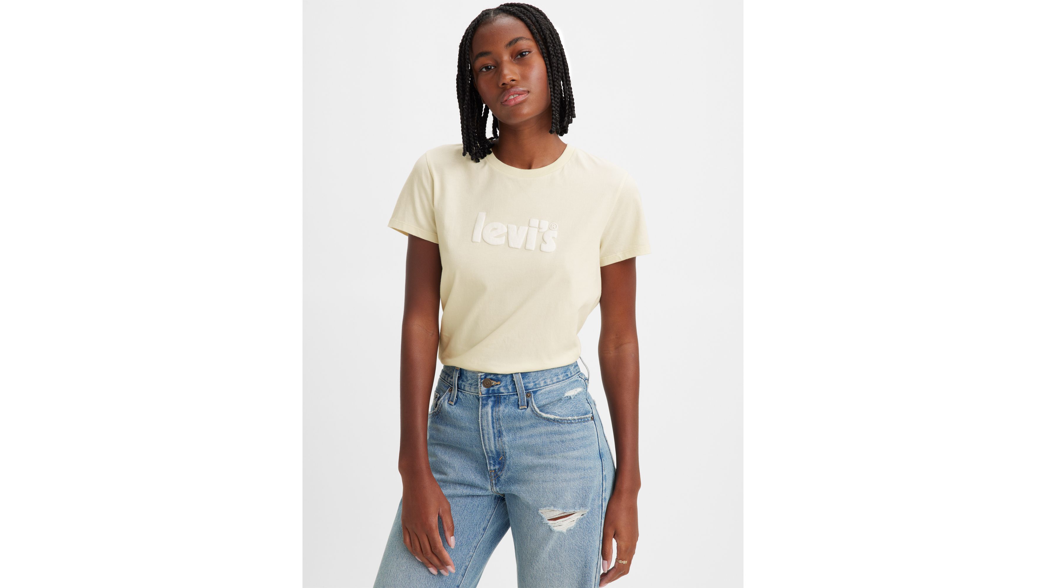 Levi's The Perfect Tee Maglietta Donna Girocollo - Rosa Con Logo Batwing Floreale - 5