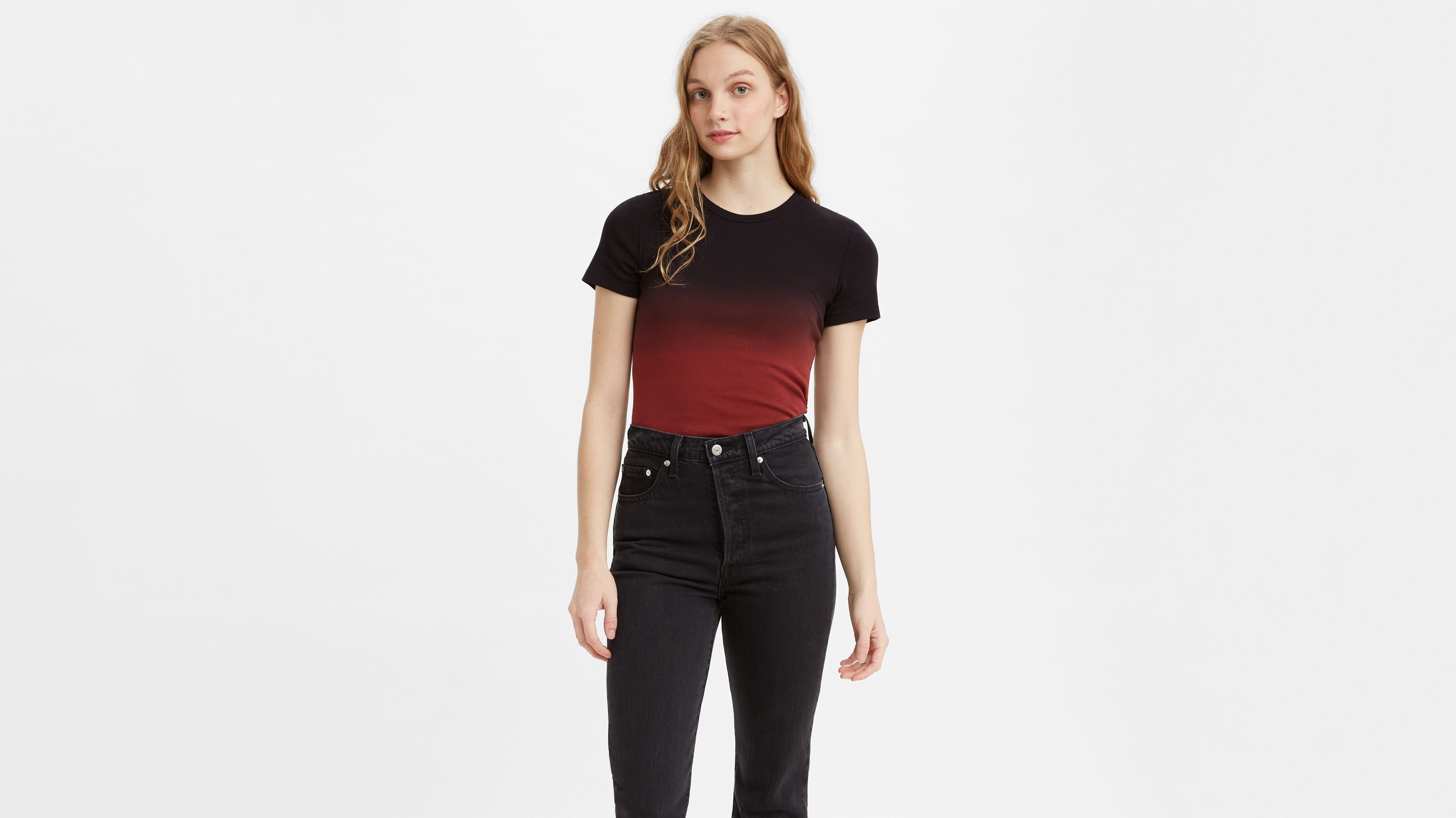 womens red levi t shirt