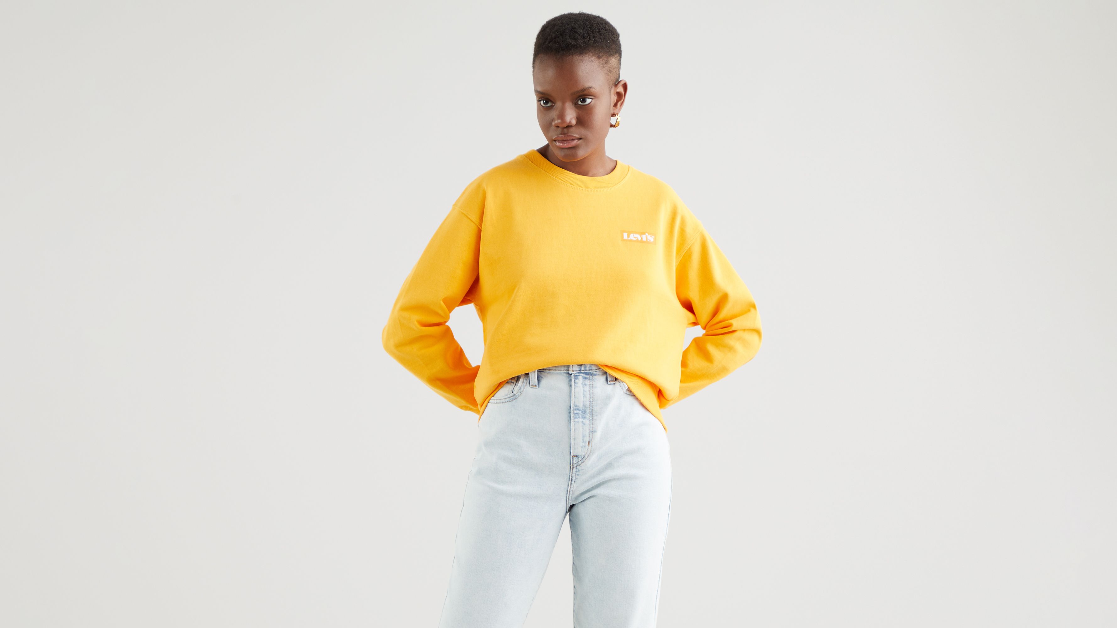 yellow crew neck sweater women's