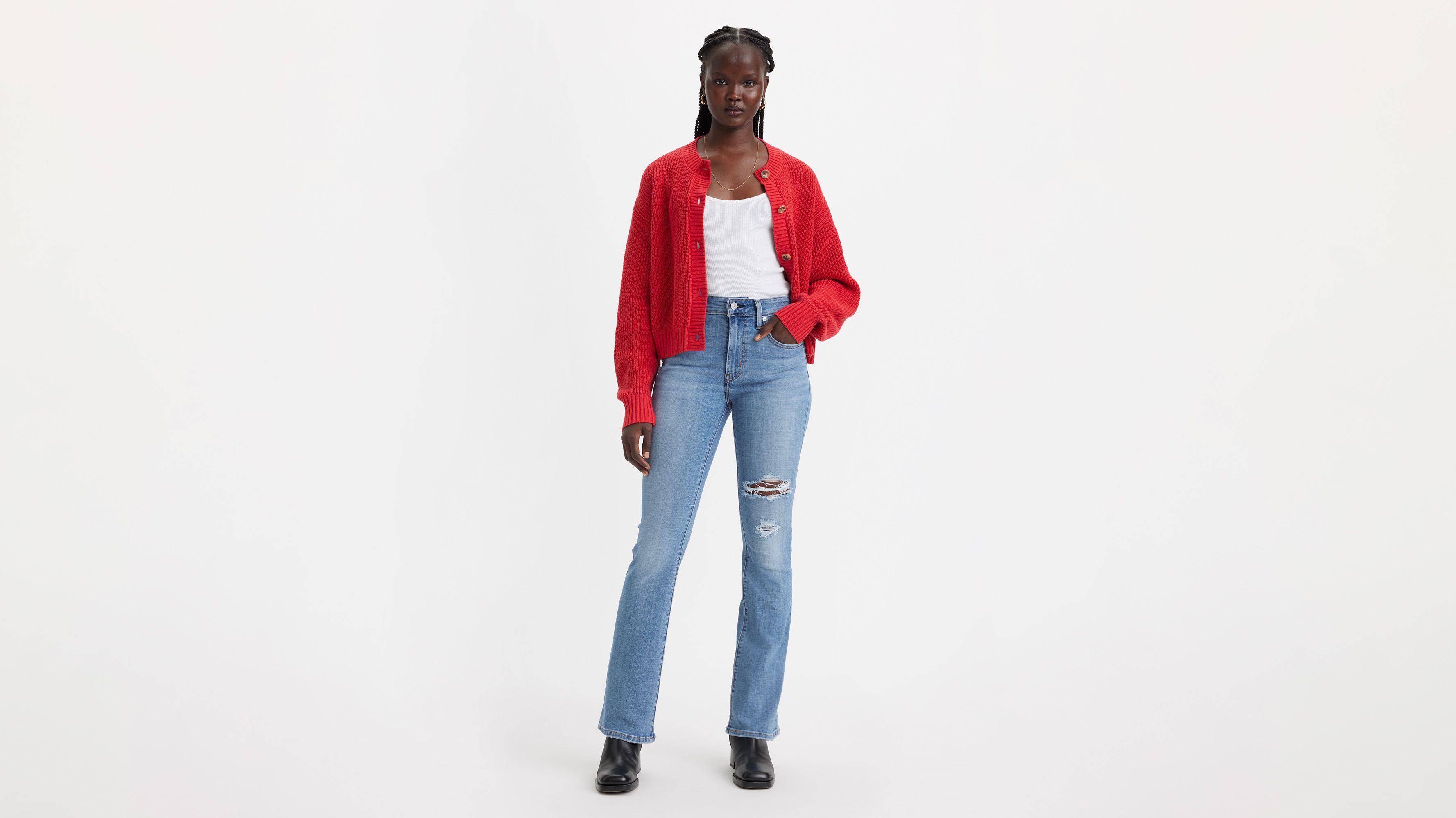 Levi's 725: Alcalas Western Wear 725 High Rise Bootcut Cast Shadows Jeans  <br> • A Leg-Lengthening Bootcut Silhouette <br> • Designed To Give You  Legs For Days <br> • Fits Slim Through