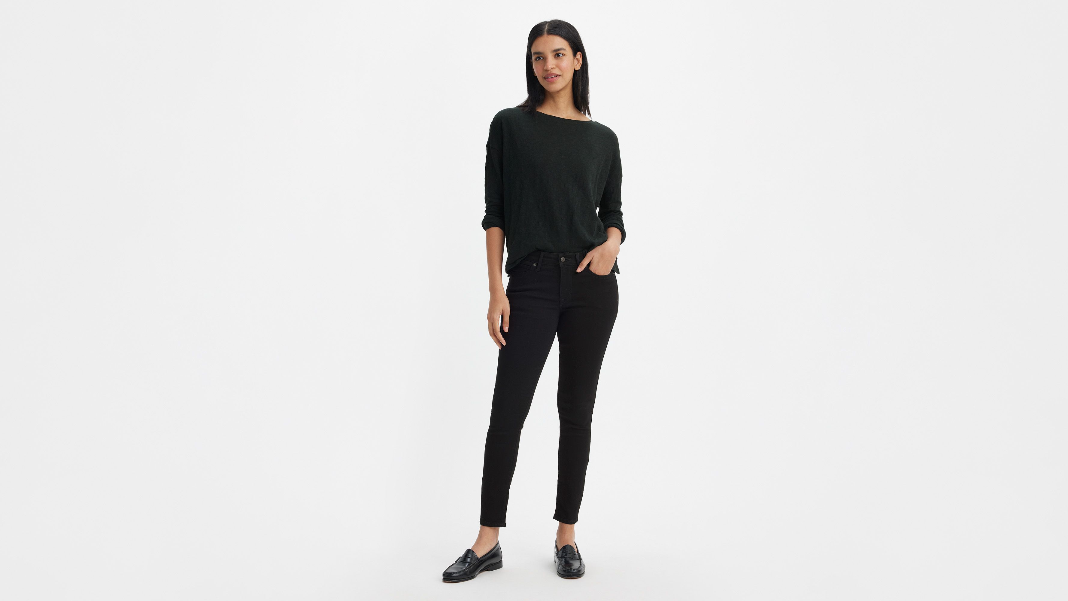 levi's 711 black skinny jeans