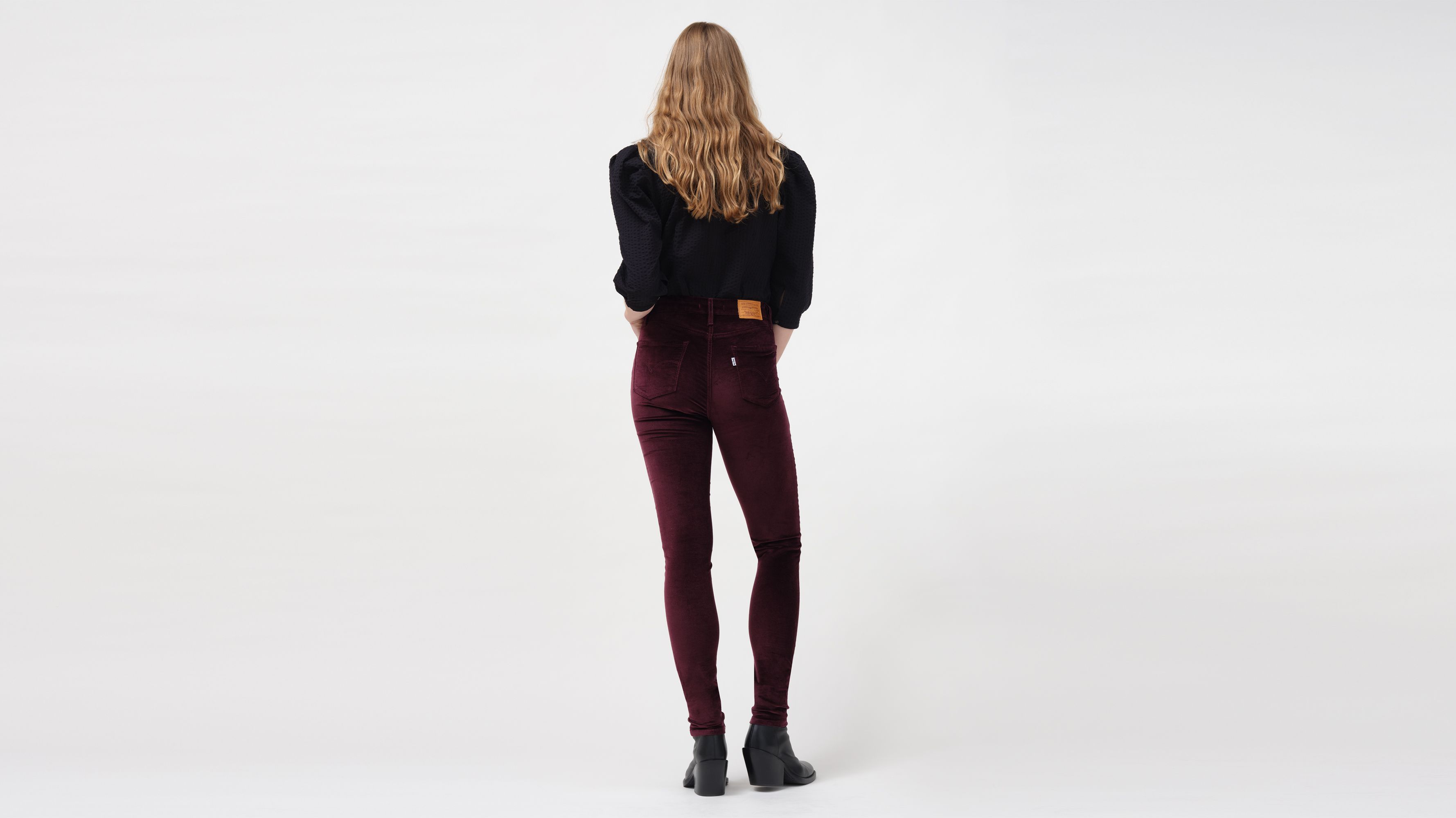 721 High Rise Velvet Pants - Red