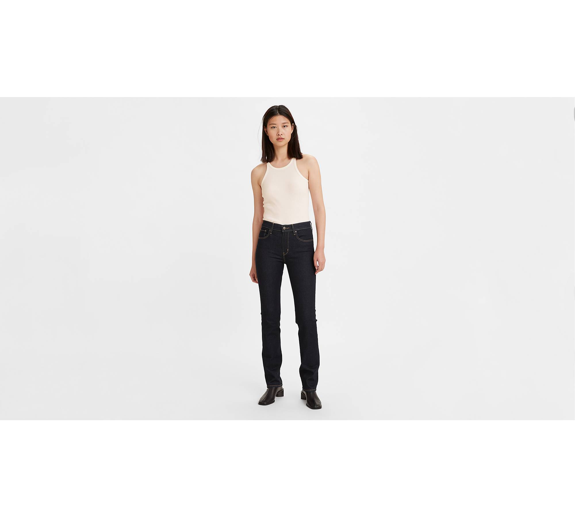 Levi's high waist straight leg jeans in mid wash