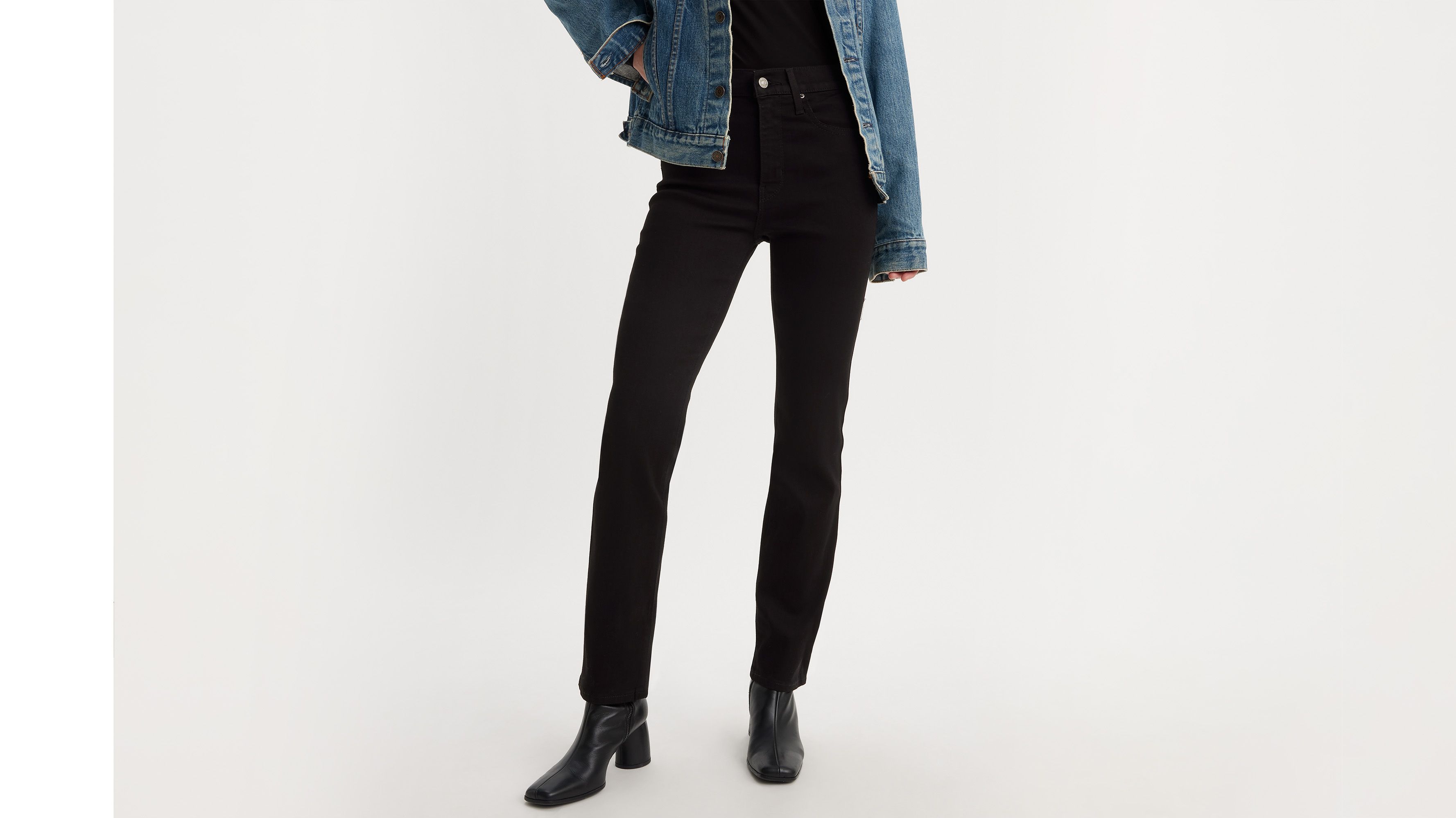 Levi's 724 High Rise Straight Crop in Black Pixel – Style Trend