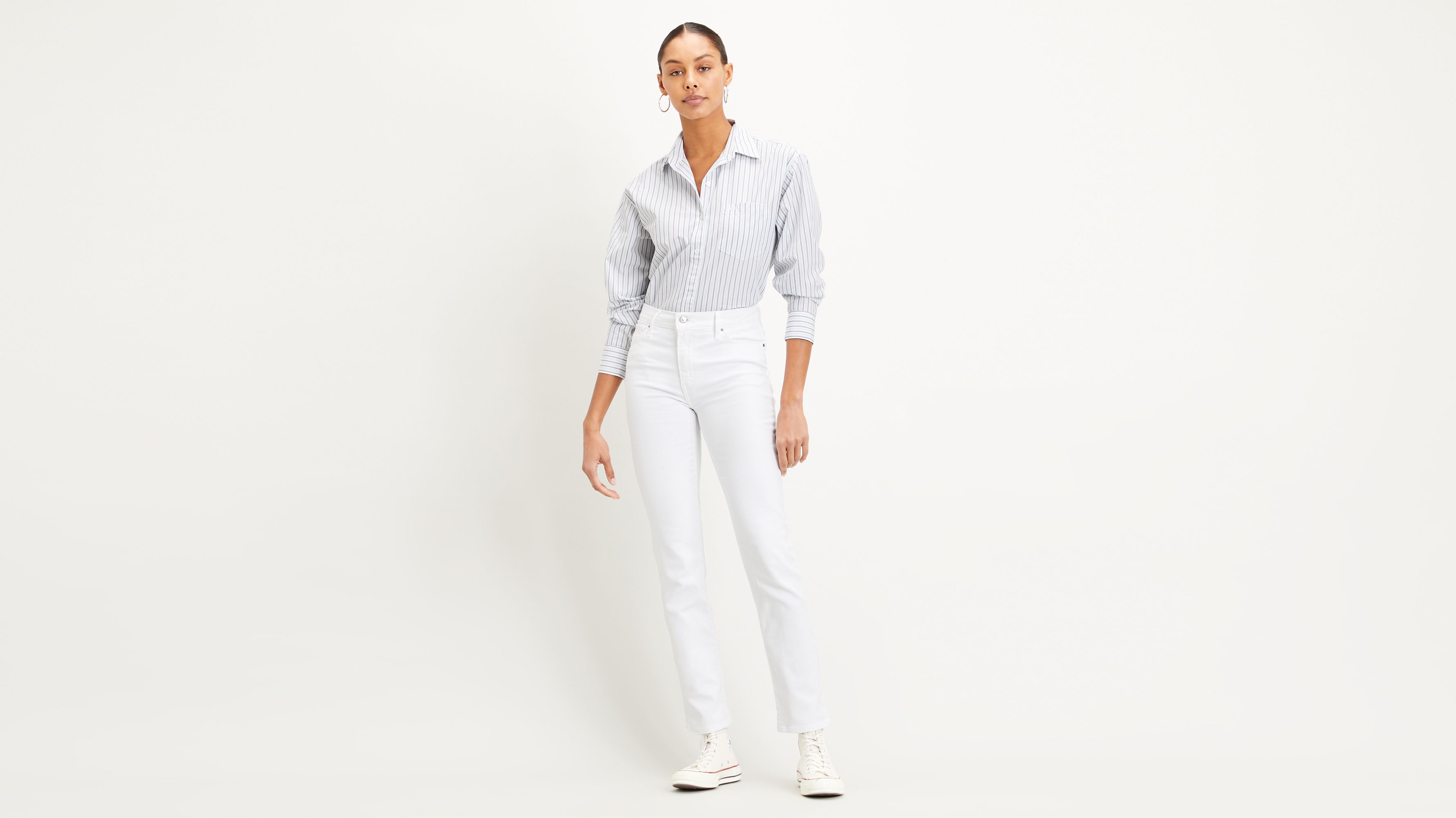 Arriba 73+ imagen levi’s 724 high rise straight white