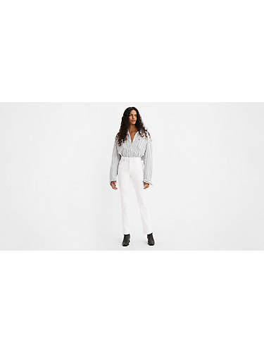 리바이스 Levi 724 High Rise Slim Straight Fit Womens Jeans,Western White - White