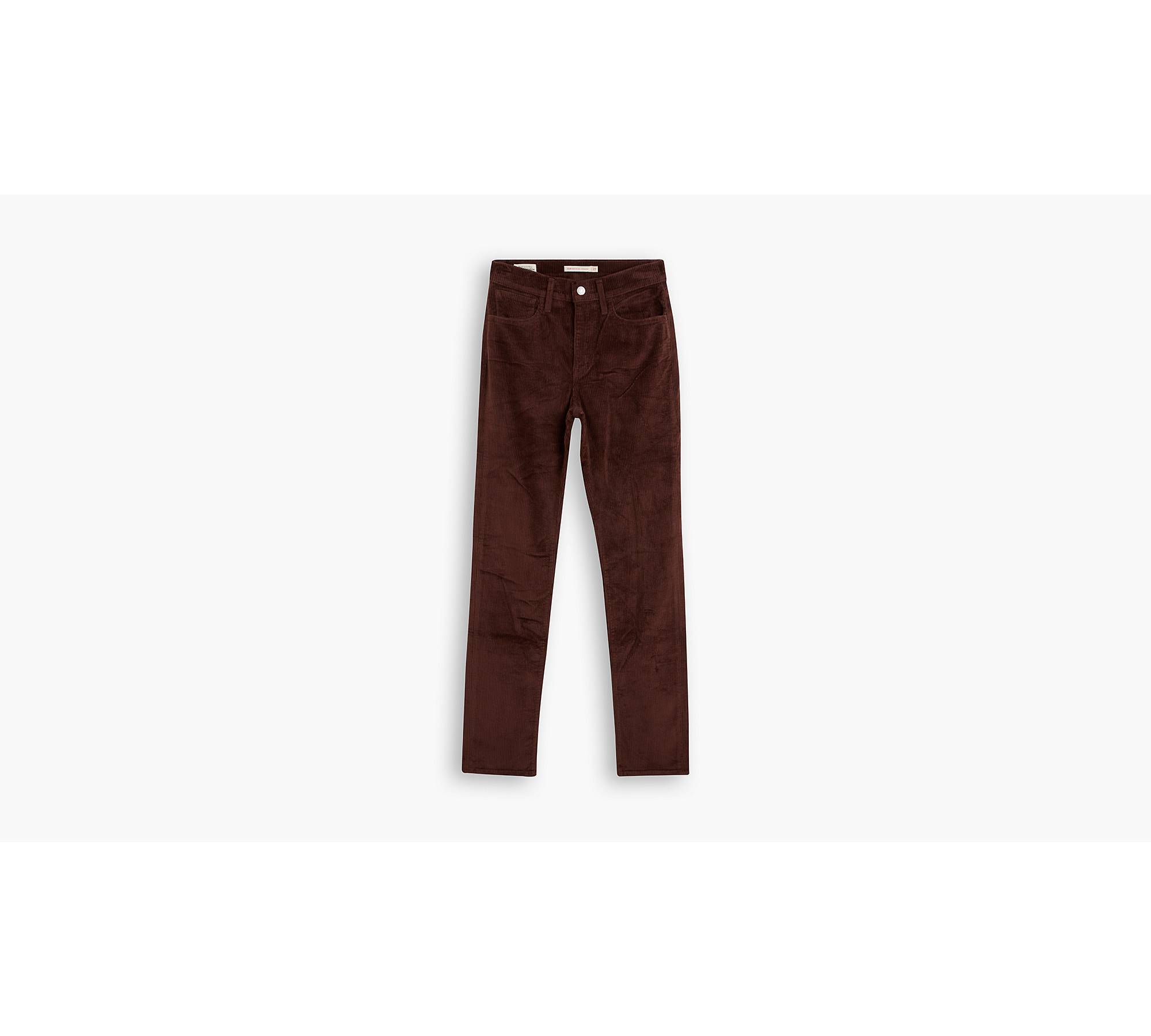 724 Corduroy High Rise Slim Straight Pants - Brown