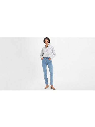 리바이스 Levi 724 High Rise Slim Straight Womens Jeans,Middle Course - Medium Wash