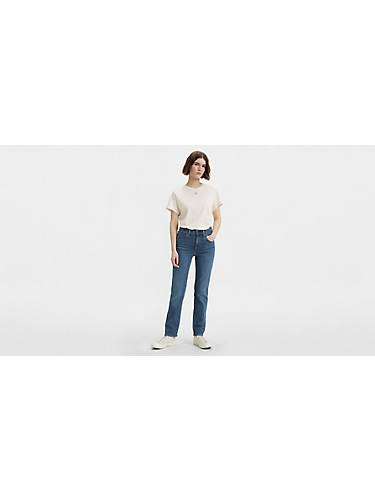 리바이스 Levi 724 High Rise Slim Straight Womens Jeans,Way Way Back - Medium Wash