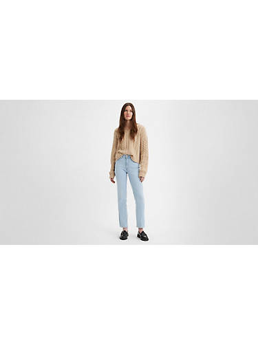 리바이스 Levi 724 High Rise Slim Straight Womens Jeans,Azure Mood - Light Wash