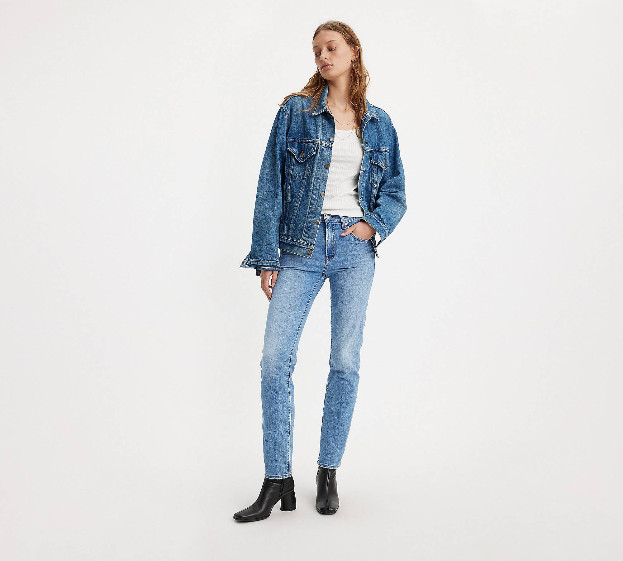 724™ raka lightweight-jeans med hög midja 1