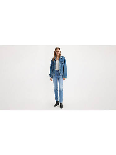 리바이스 Levi 724 High Rise Straight Performance Cool Womens Jeans,Journey - Medium Wash