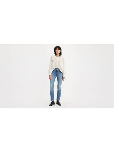 리바이스 Levi 724 High Rise Straight Womens Jeans,Wondrous Time - Medium Wash