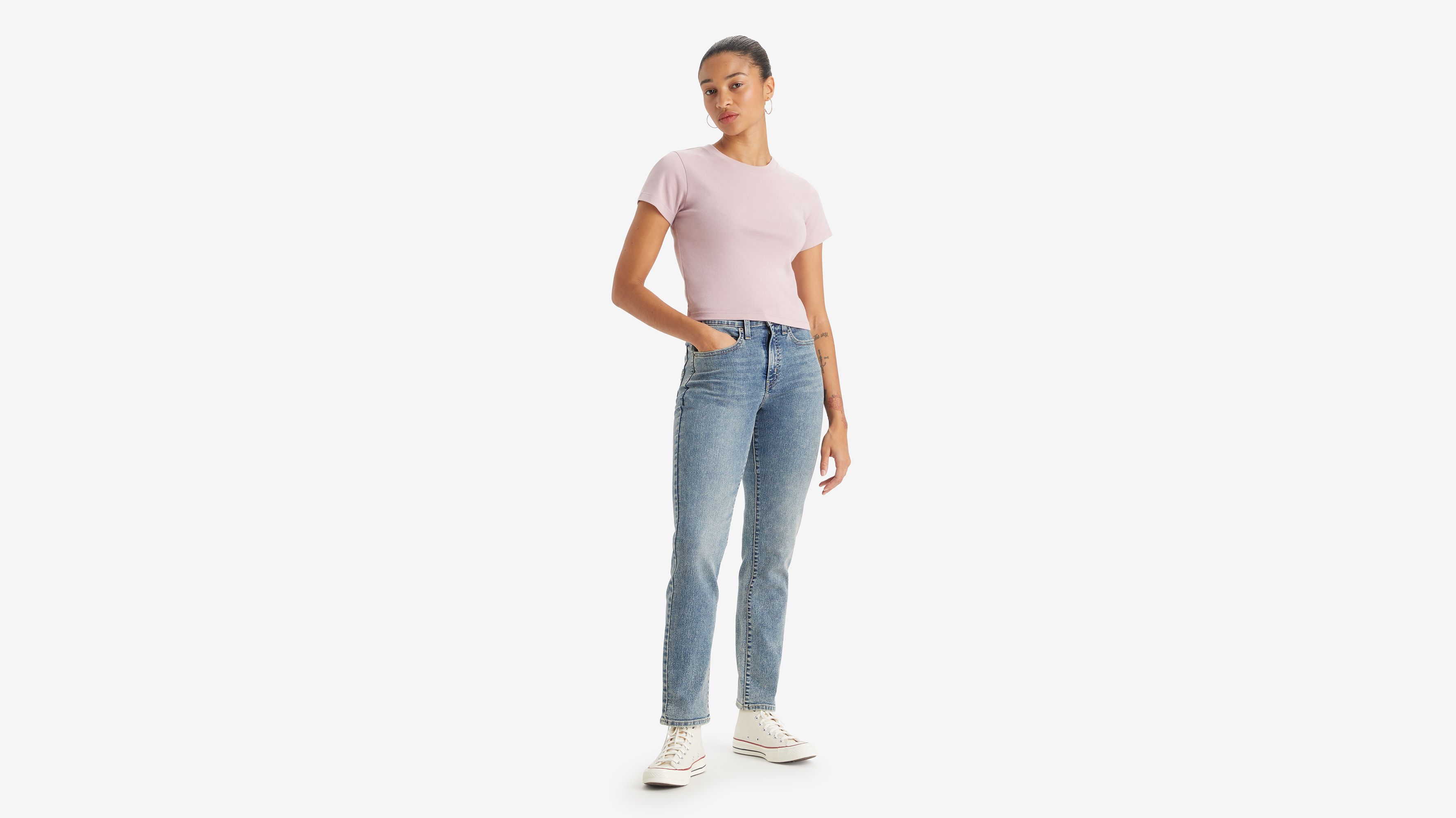  Levi's Jeans cortos rectos de tiro alto 724 para mujer, Índigo  oscuro usado en : Ropa, Zapatos y Joyería