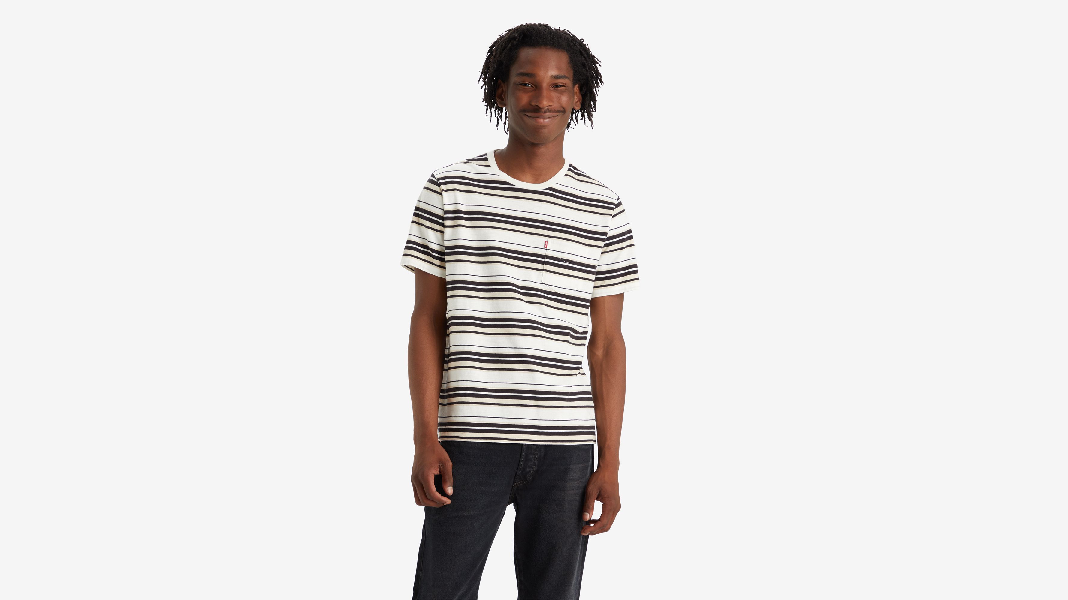 Sopore Stripe Cloud Dancer - Multi-Color - Classic Pocket T-Shirt