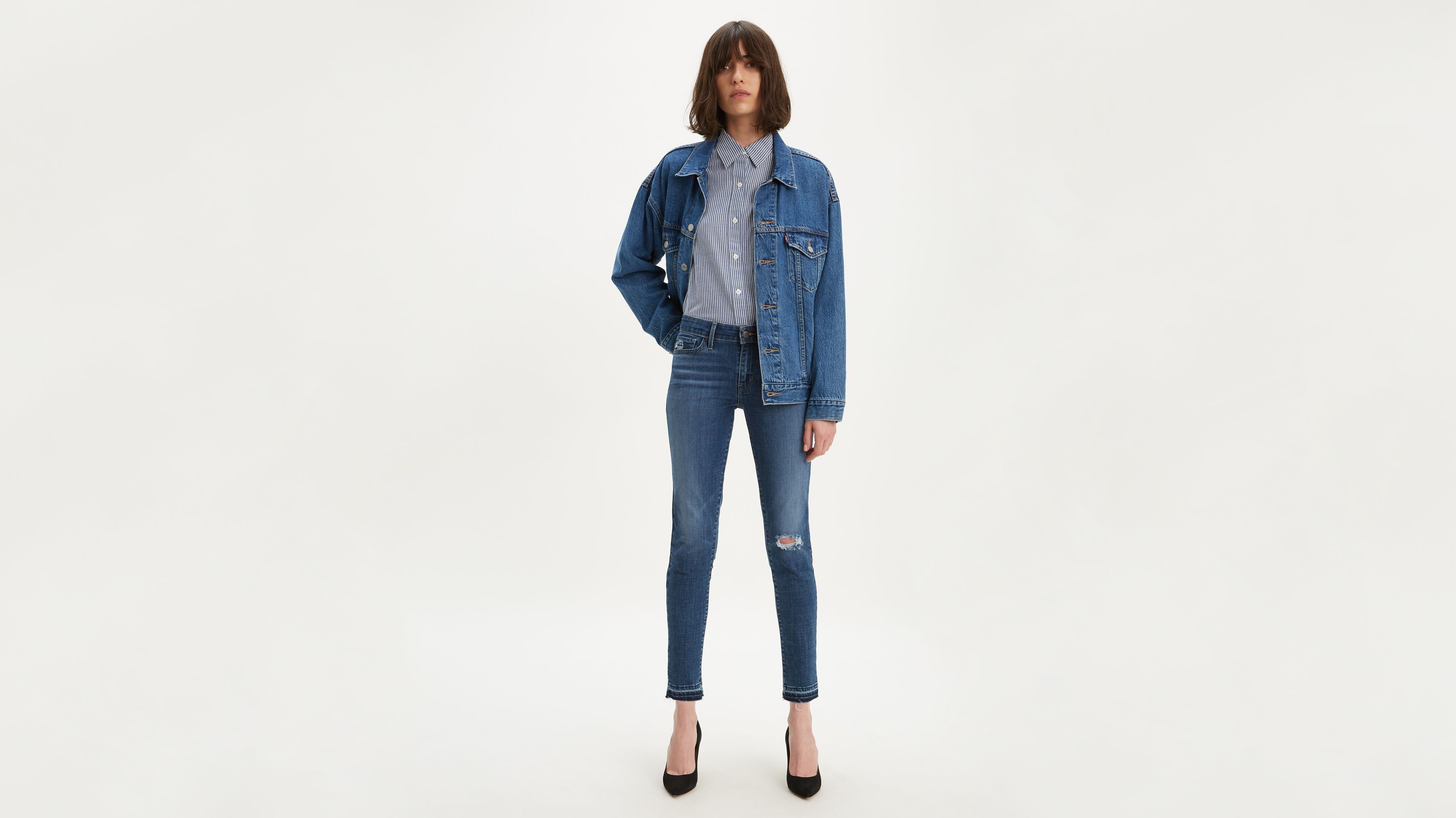 levi's 711 distressed skinny jeans