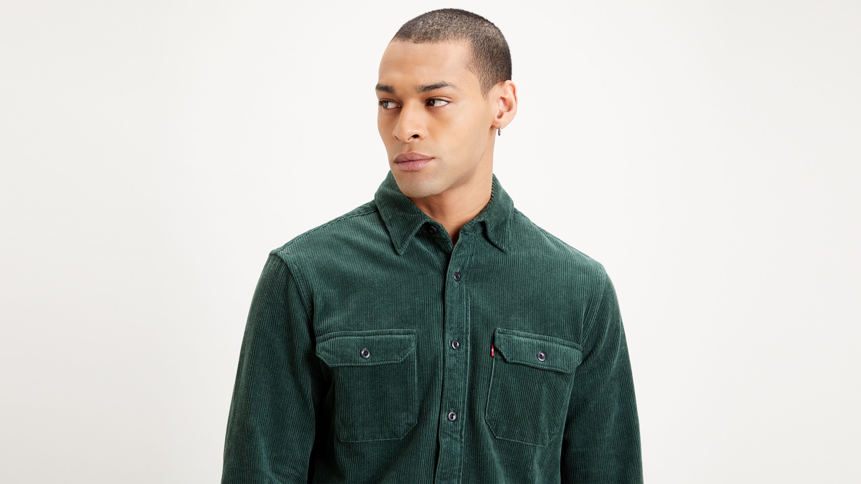 levis green cord shirt