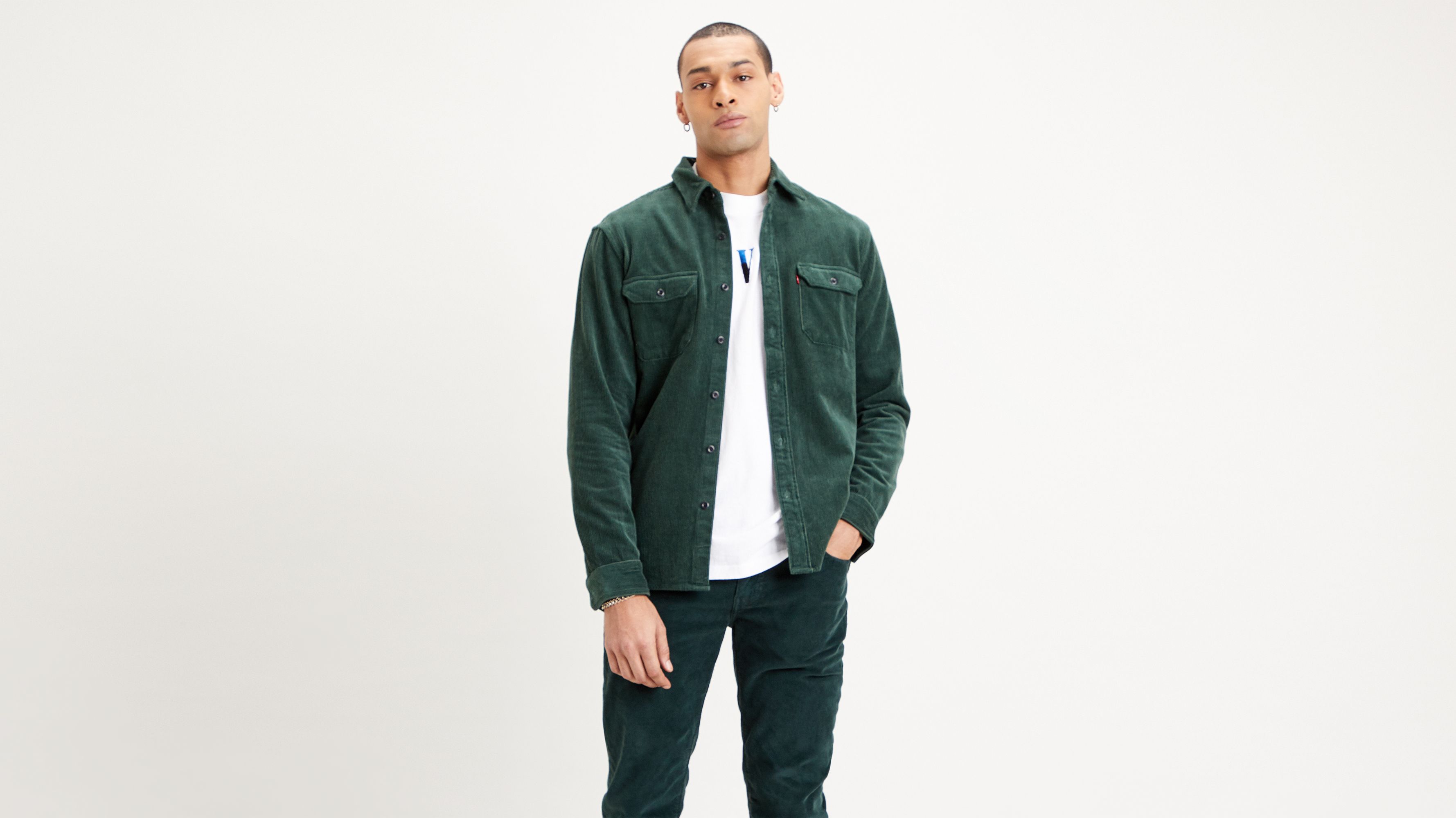 levis green cord shirt