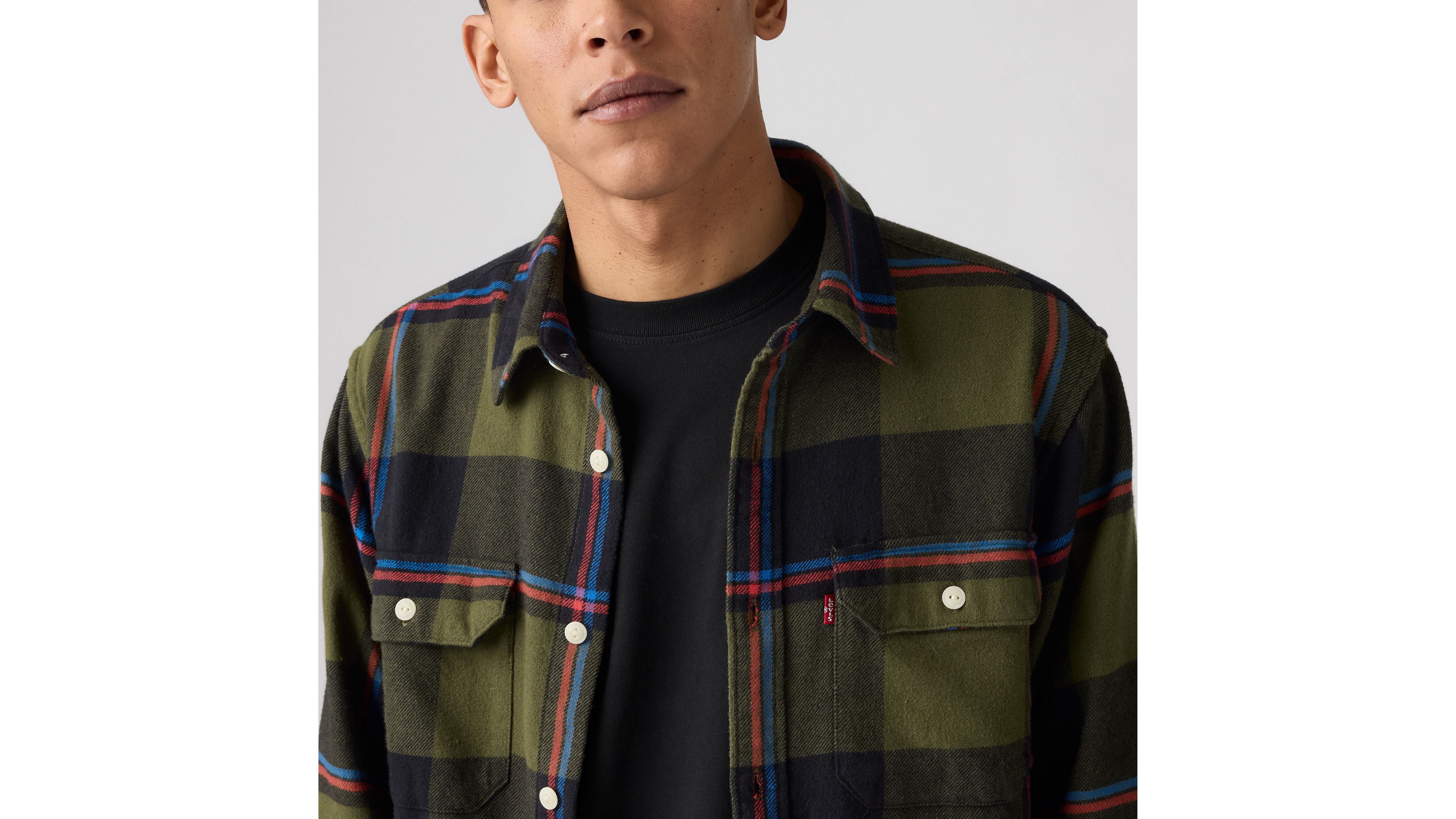 Shop Levi's Jackson Worker Overshirt In Duke Plaid Egret