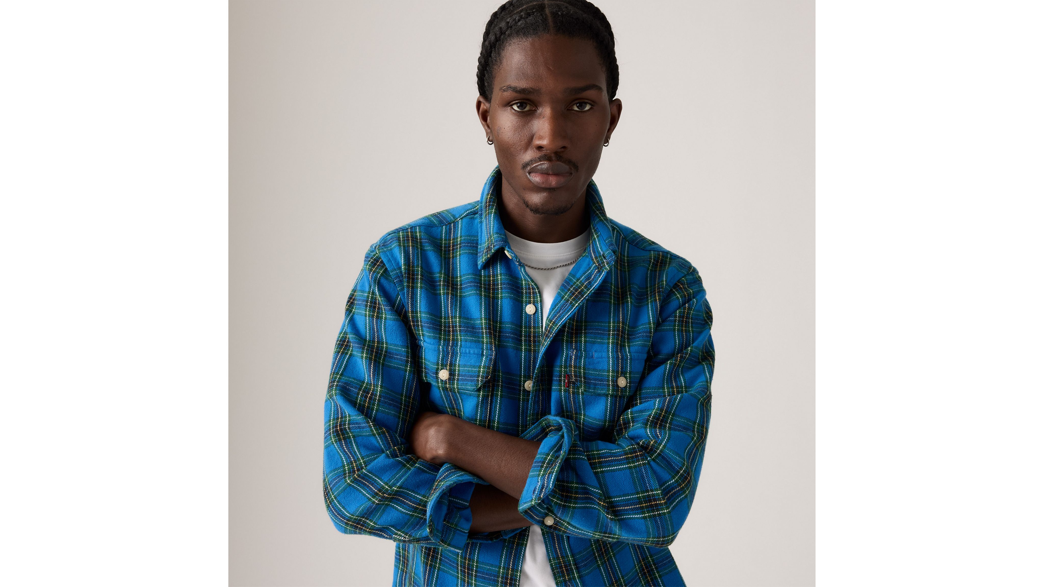 Levi's Jackson Worker Flannel Overshirt In Blue