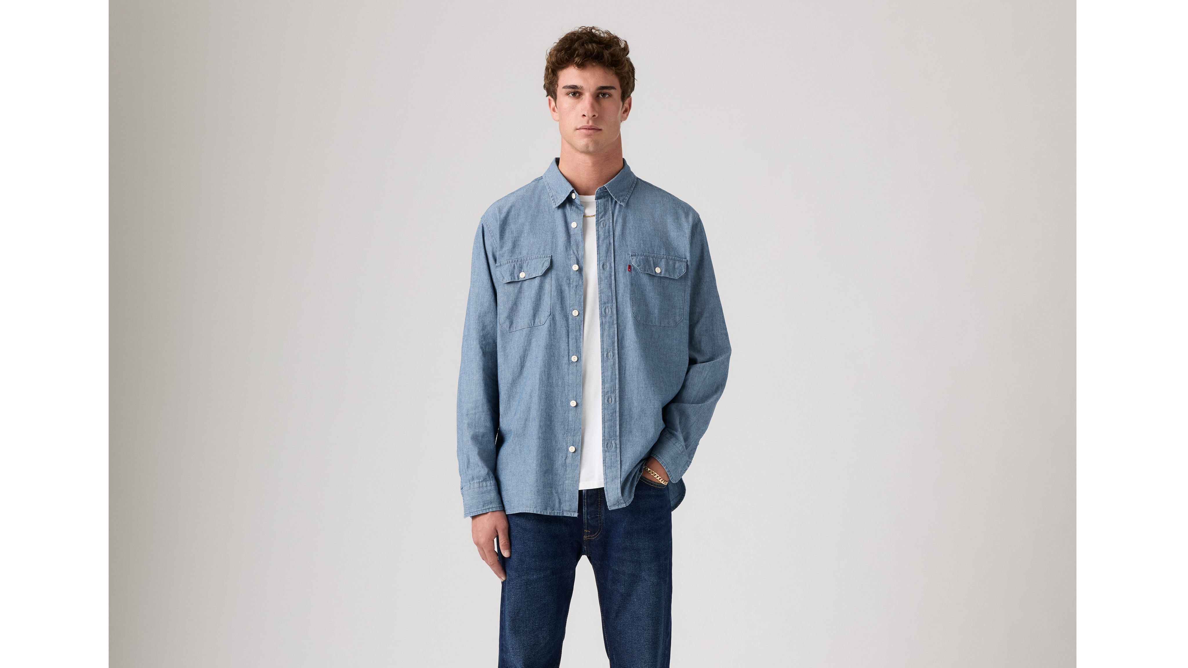 surchemise worker classique bleu / billie light chambray