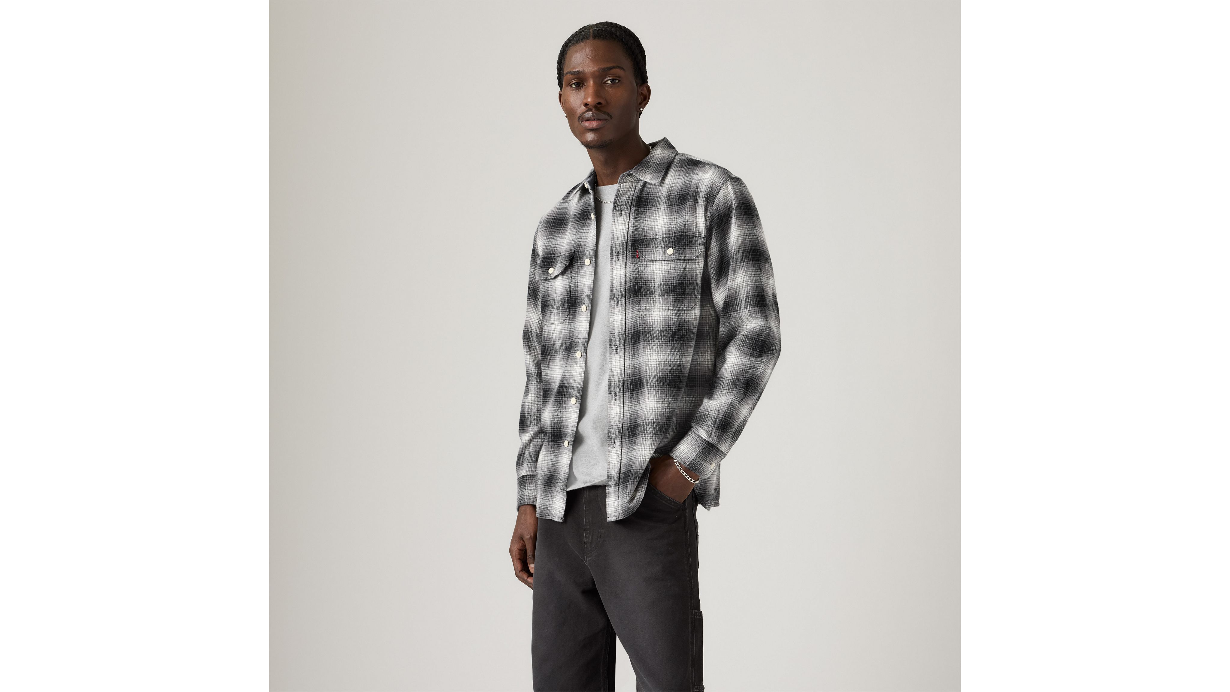 M / used wash flannel check shirts Lサイズ Needles FW25FLANNEL SHIRT -> STRAIGHT HEM SHIRT / ASSORT