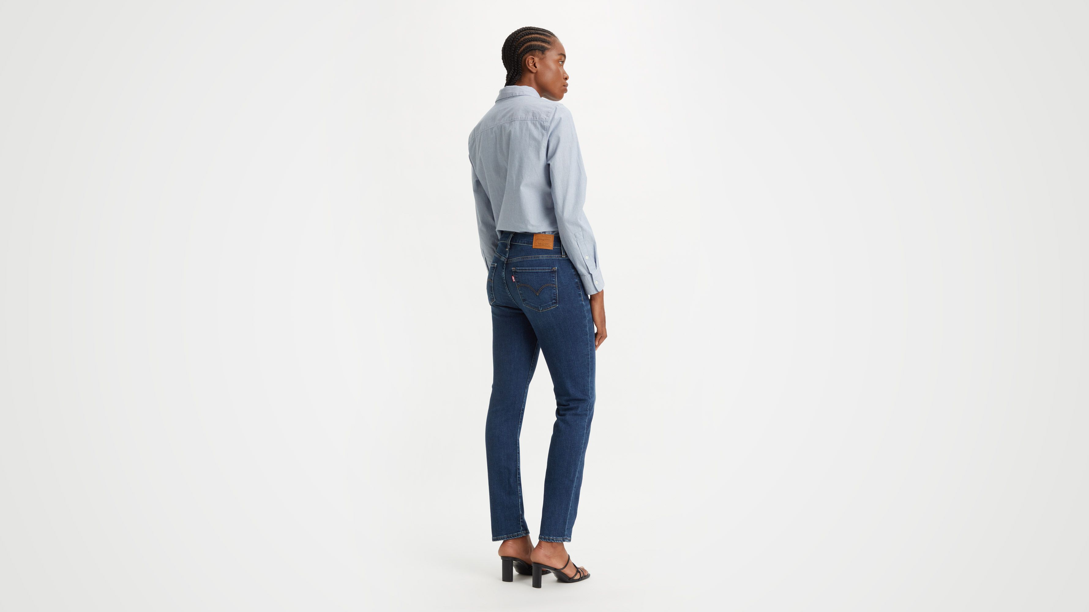 Jean 314 droit moulant pour femme - lavé foncé