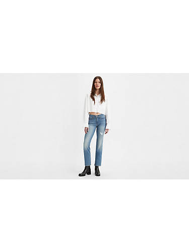 리바이스 Levi 314 Shaping Straight Womens Jeans,Show Up Right - Medium Wash