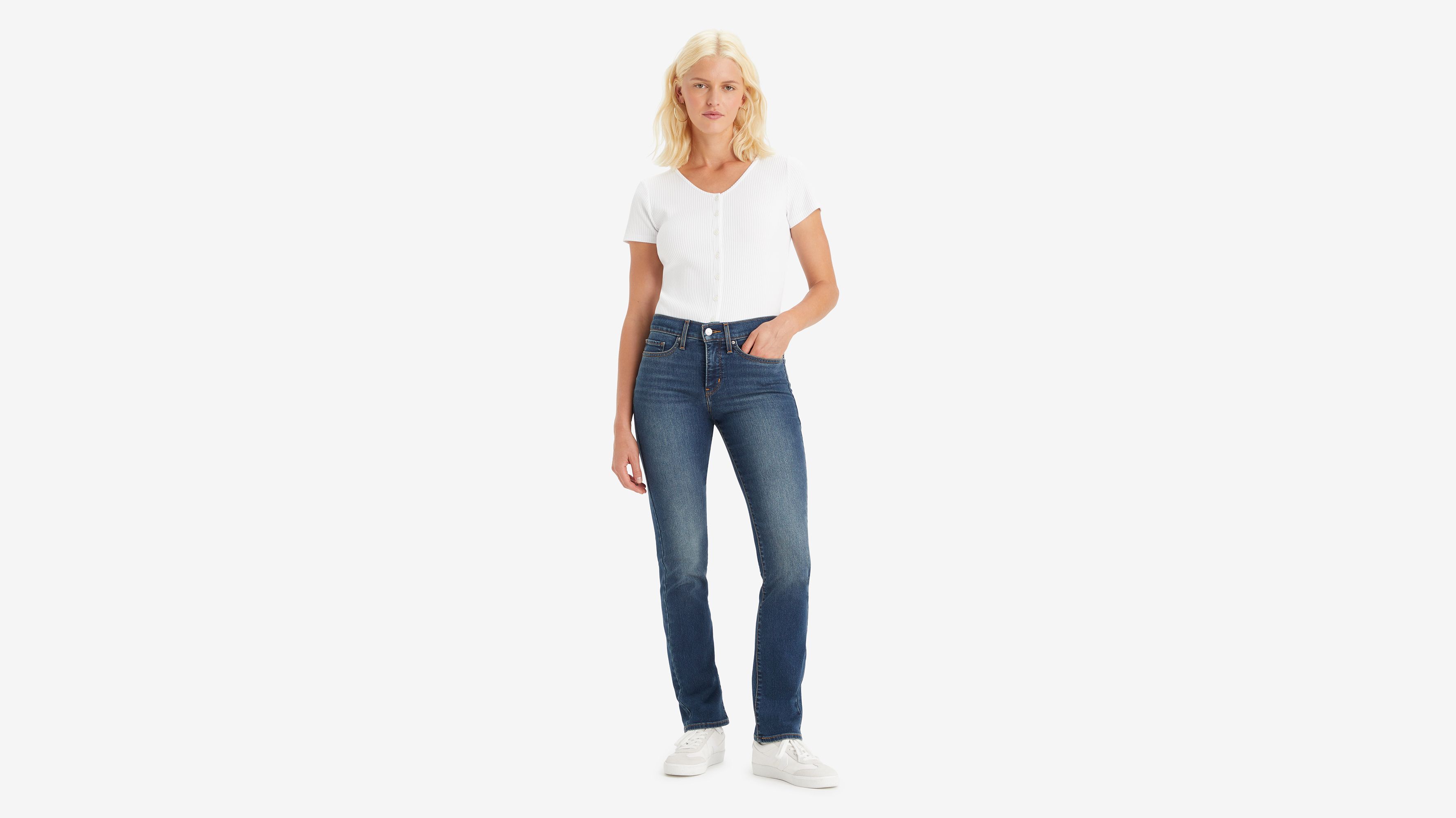 Levi's 201 Side Stripe Straight Leg Jeans in Blue