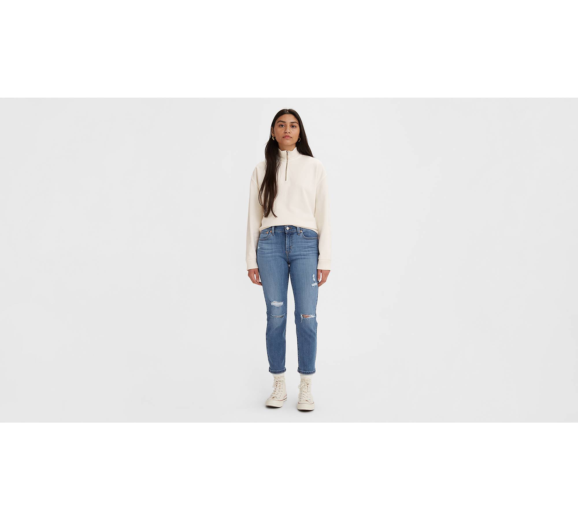High Rise Slouch Wide Jeans - Mid Indigo