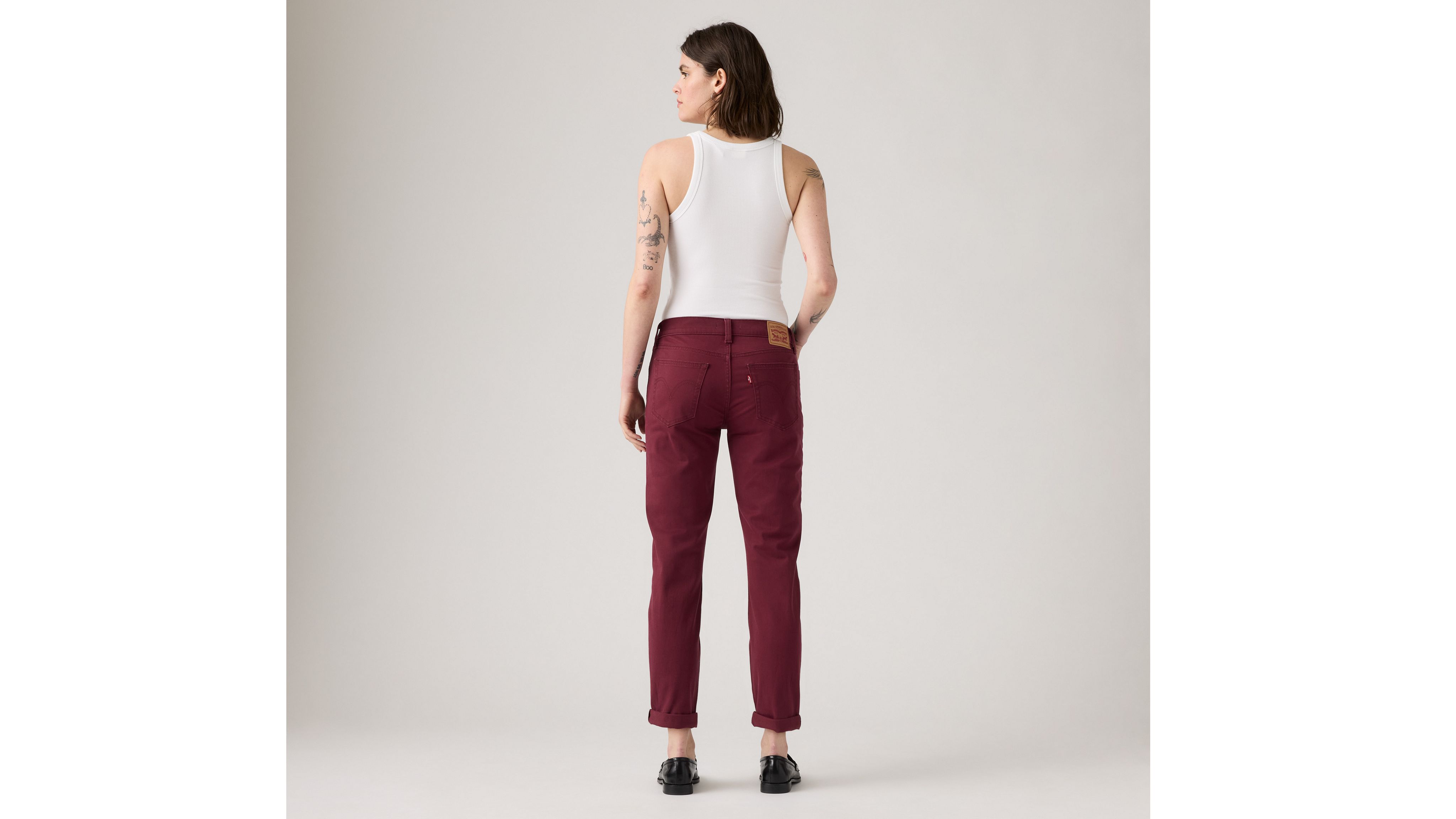 Levi's Mid-rise Boyfriend Women's Pants 34x30 In Burgundy