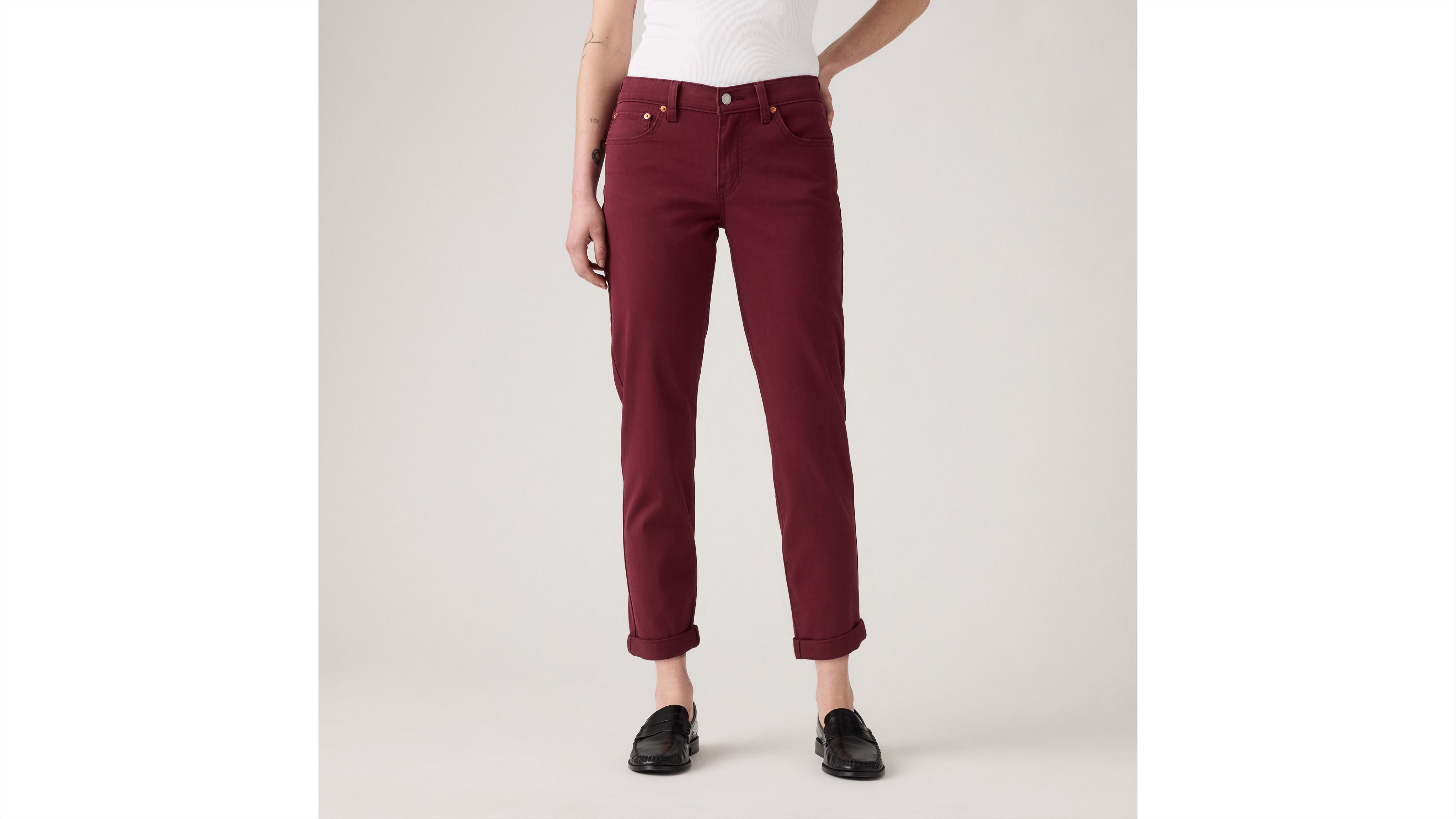 Levi's Mid-rise Boyfriend Women's Pants 34x30 In Burgundy